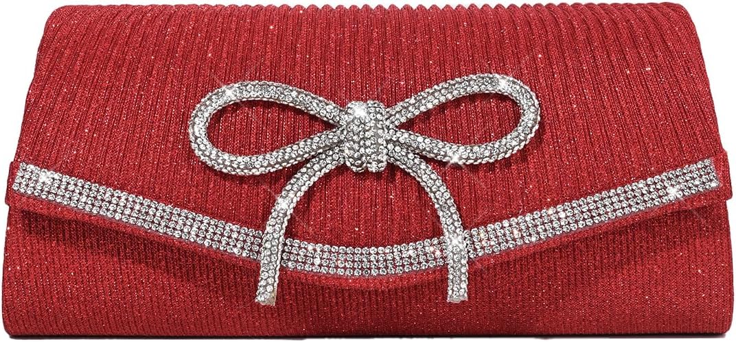 Bow Evening Bag Sparkly Clutch Purses for Women Wedding Glitter Rhinestone Party Prom Purse