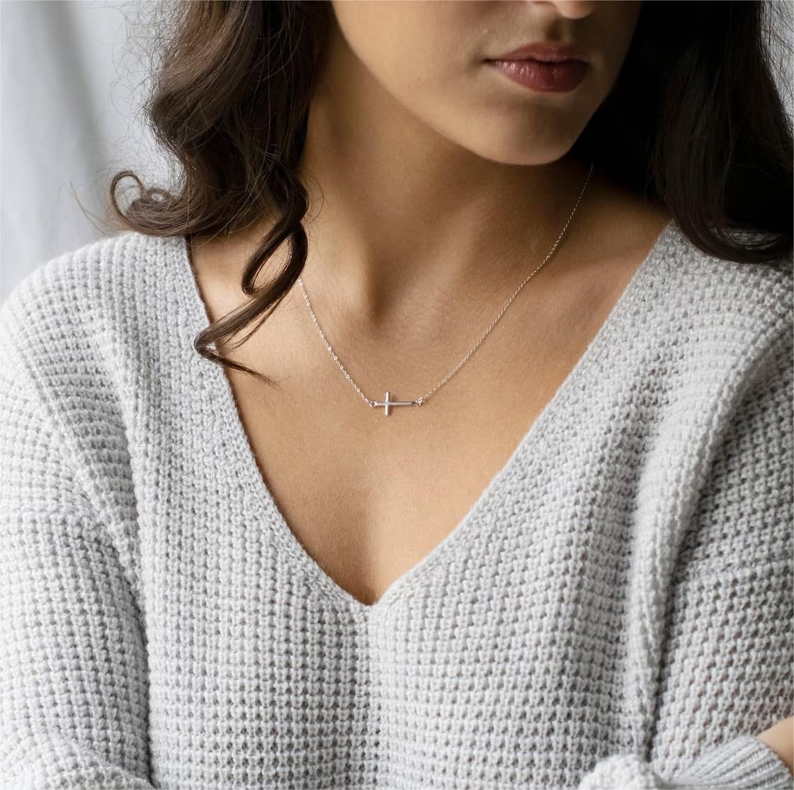 Two-Tone Cross Necklace, 14K Gold & Silver Plated Minimalist Dainty Chain, Religious Gift & Everyday Jewelry for Women