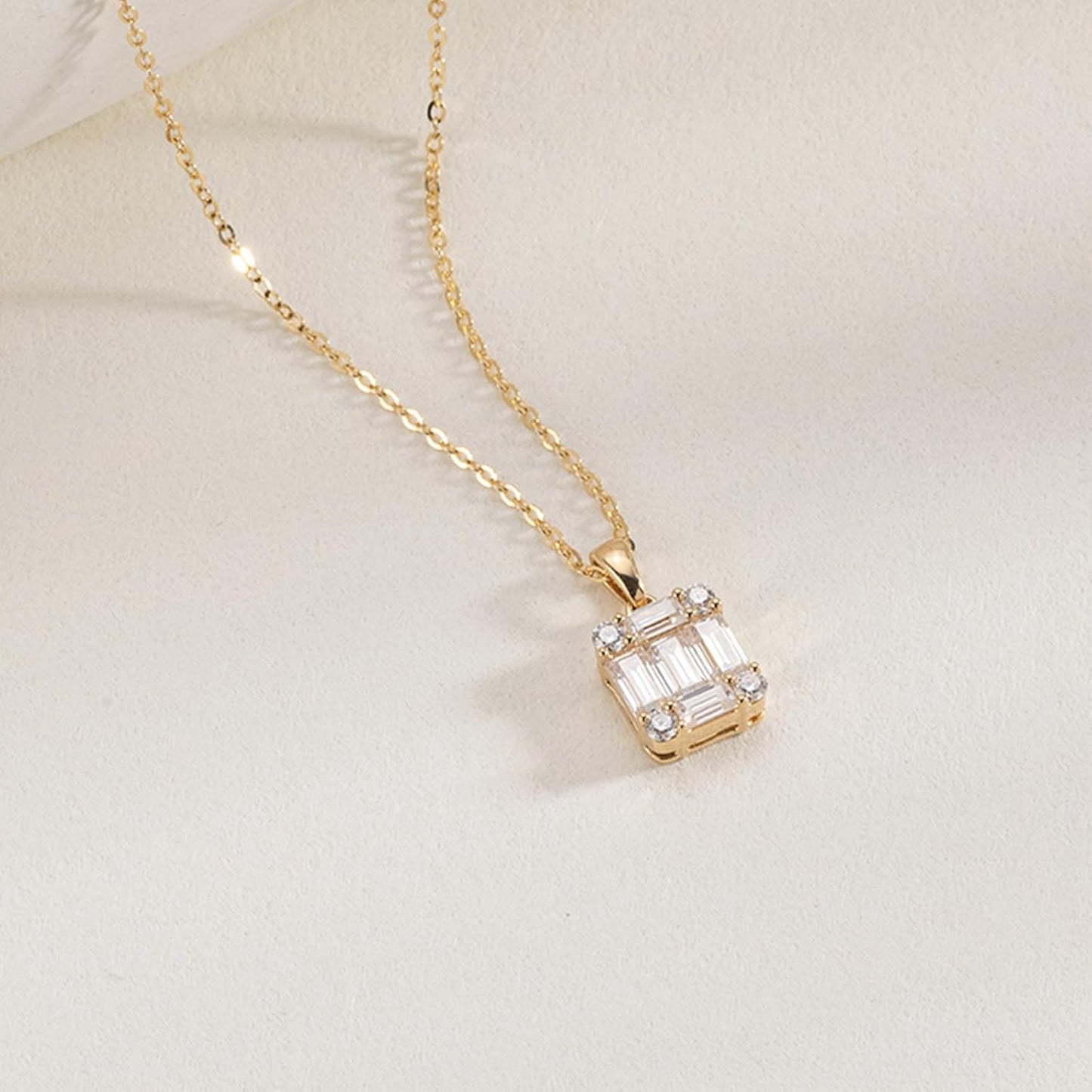 "Luxval Diamond Pendant 18K Gold Plated Necklace for Women, Dainty Choker Simple Gold Jewelry Gift for Girls"