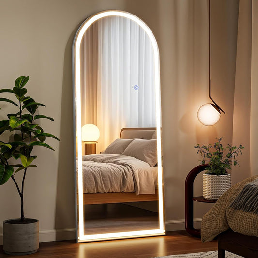 56"x21" LED Mirror Full Length - Arched Floor Body Mirror , Standing Leaning Wall Mounted