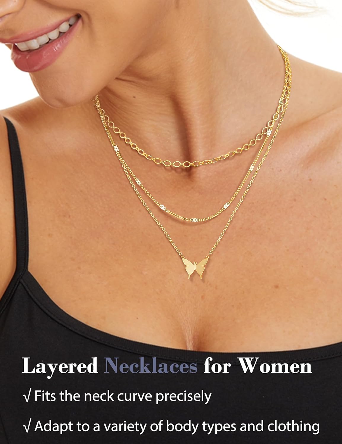 3Pcs Gold Layered Necklace Set for Women - Paperclip & Pearl Choker, Non-Tarnish