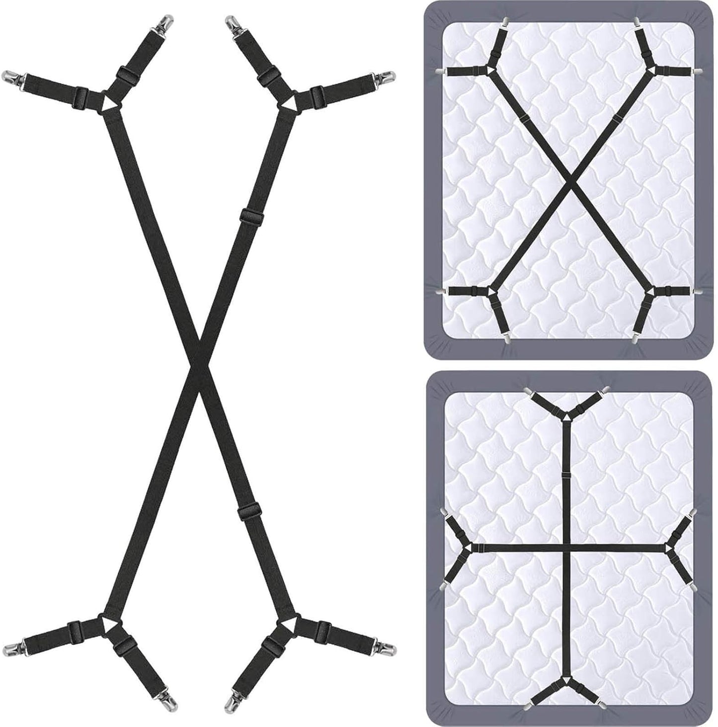 Bed Sheet Holder Straps - Sheet Straps Adjustable Bed Sheet Clips  Sheets Stays in Place,2count/Set Black