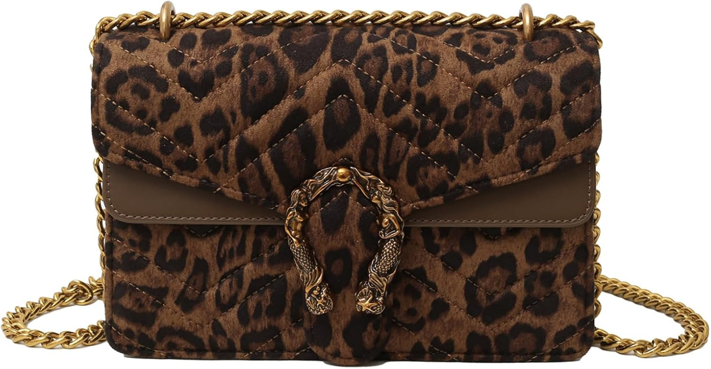Crossbody Bags for Women - Snake Printed Clutch Purses Leather Chain Shoulder Bags Evening Handbags
