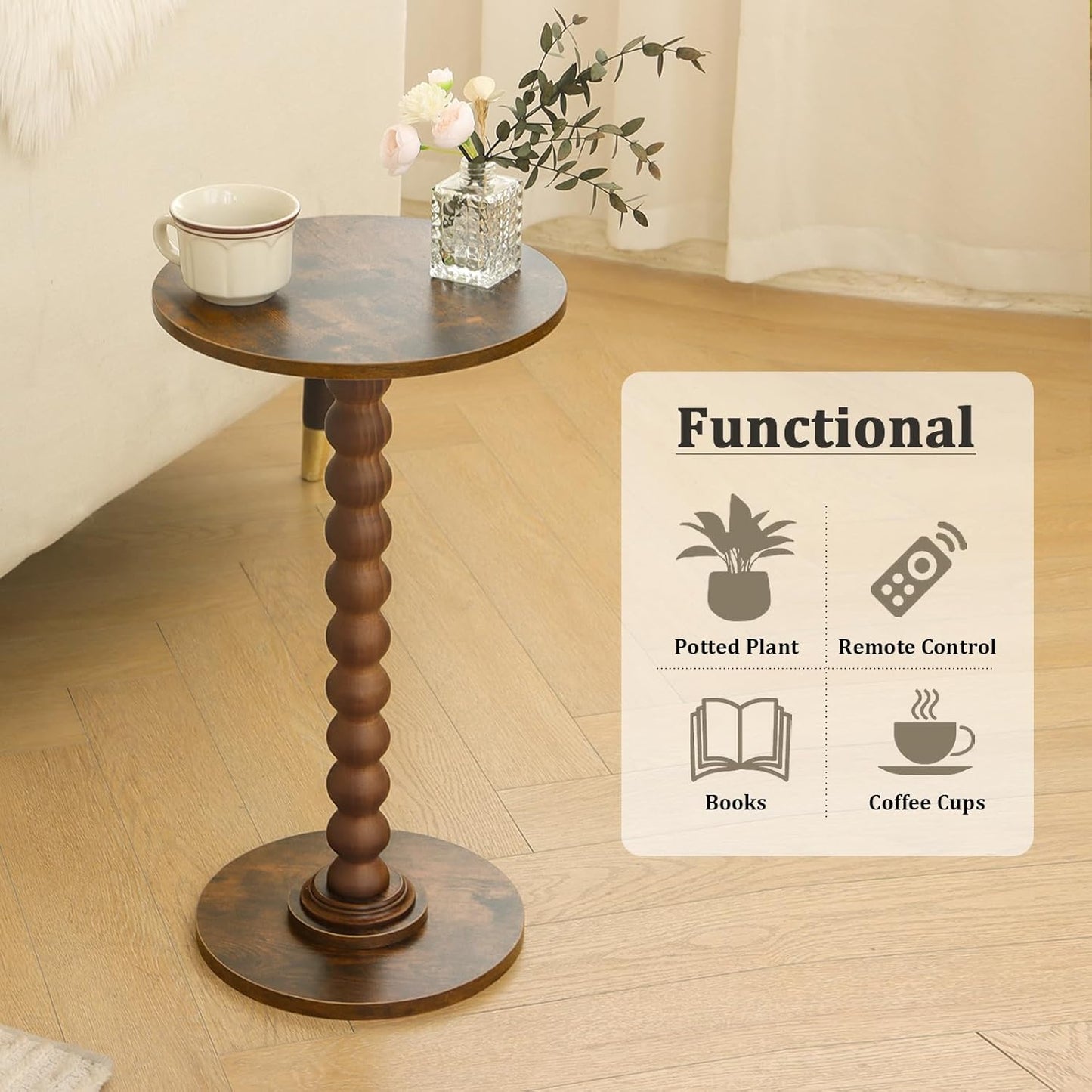 Round coffee table, modern-style , solid wood legs, suitable for living rooms, bedrooms, corners and offices.