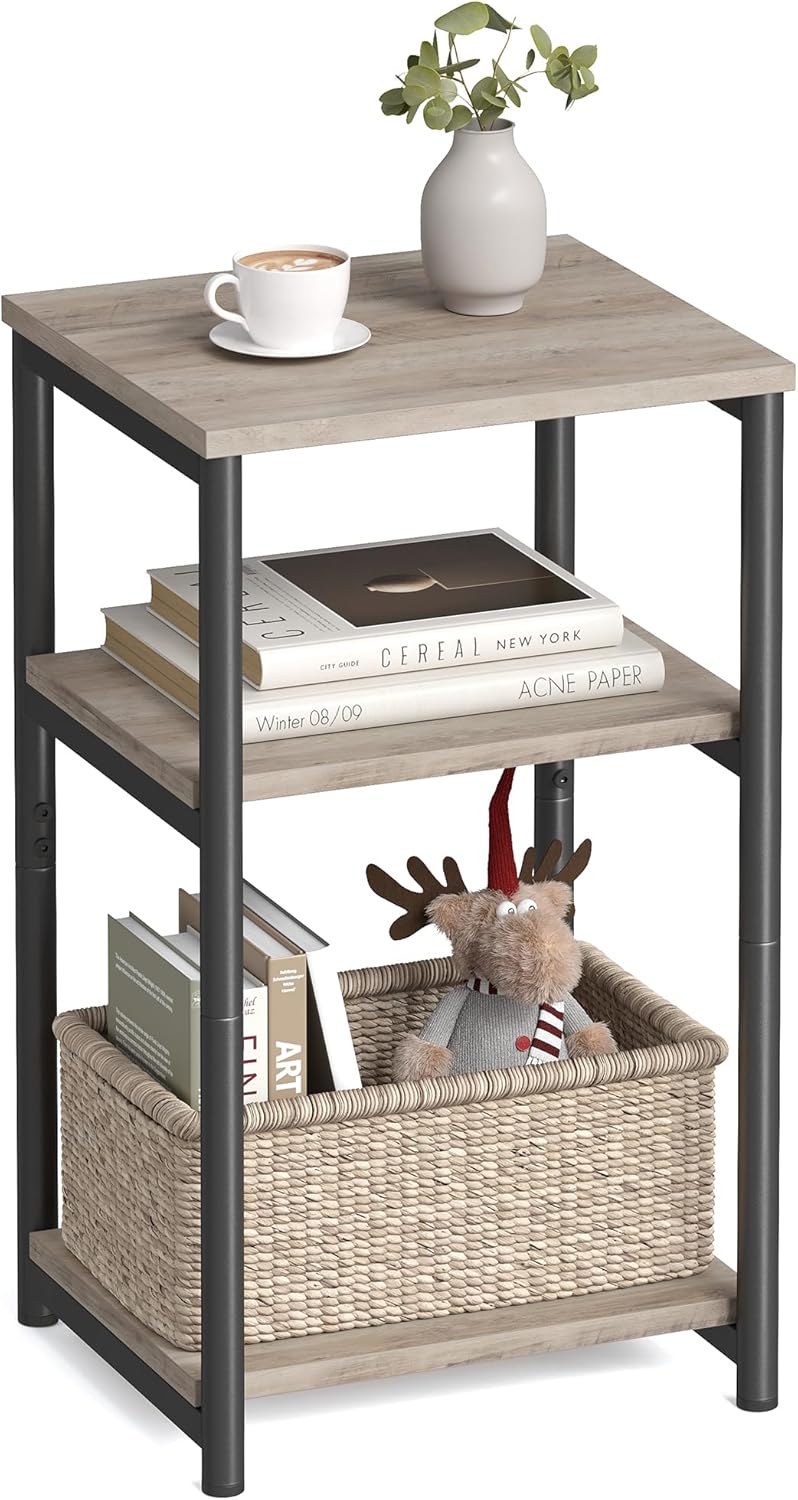 Side Table, Small End Table, Tall Nightstand for Living Room, Bedroom, Office, Bathroom