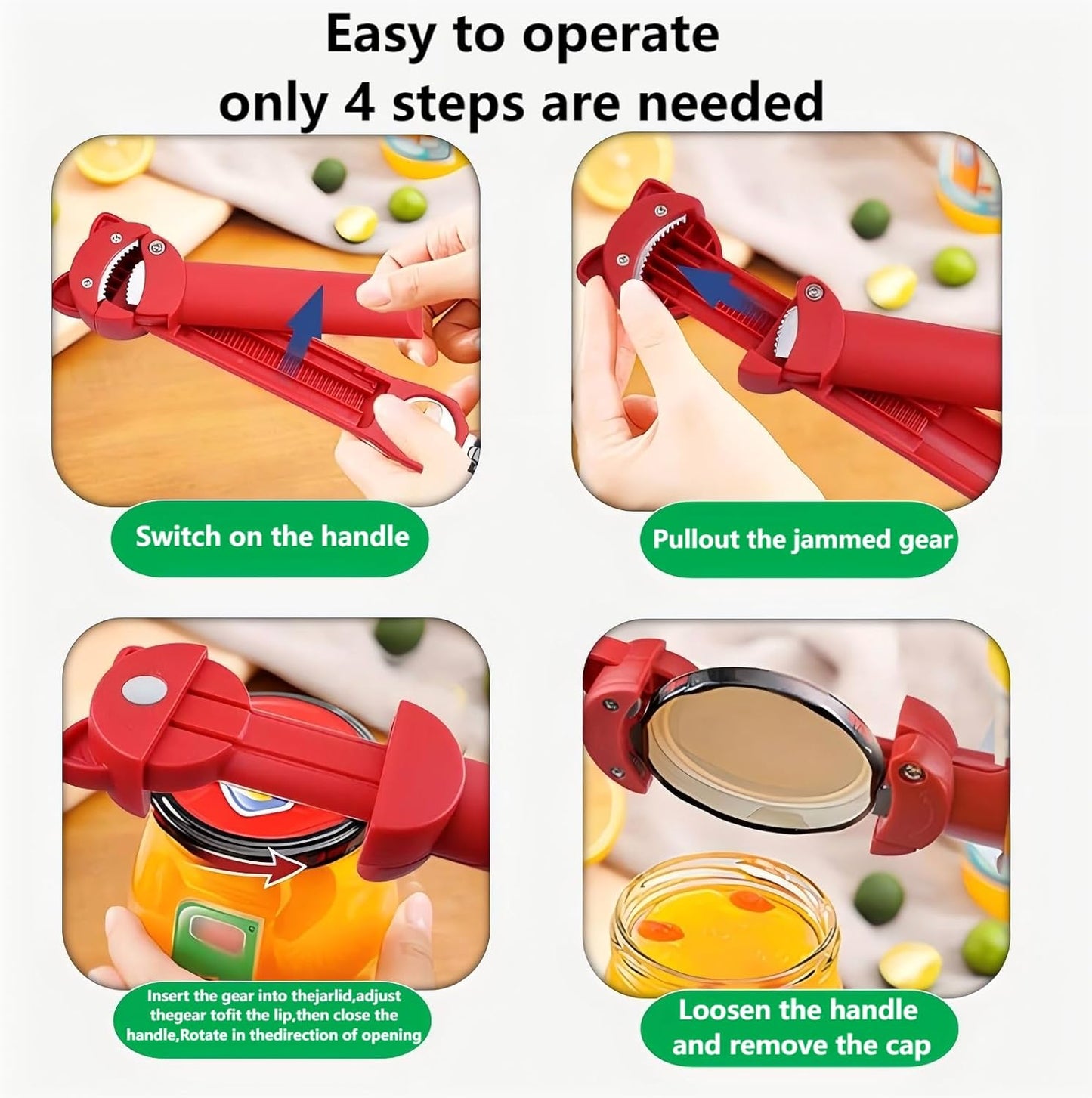 Multi function Retractable Magnetic Can Opener and bottle cap opener for Weak Hands