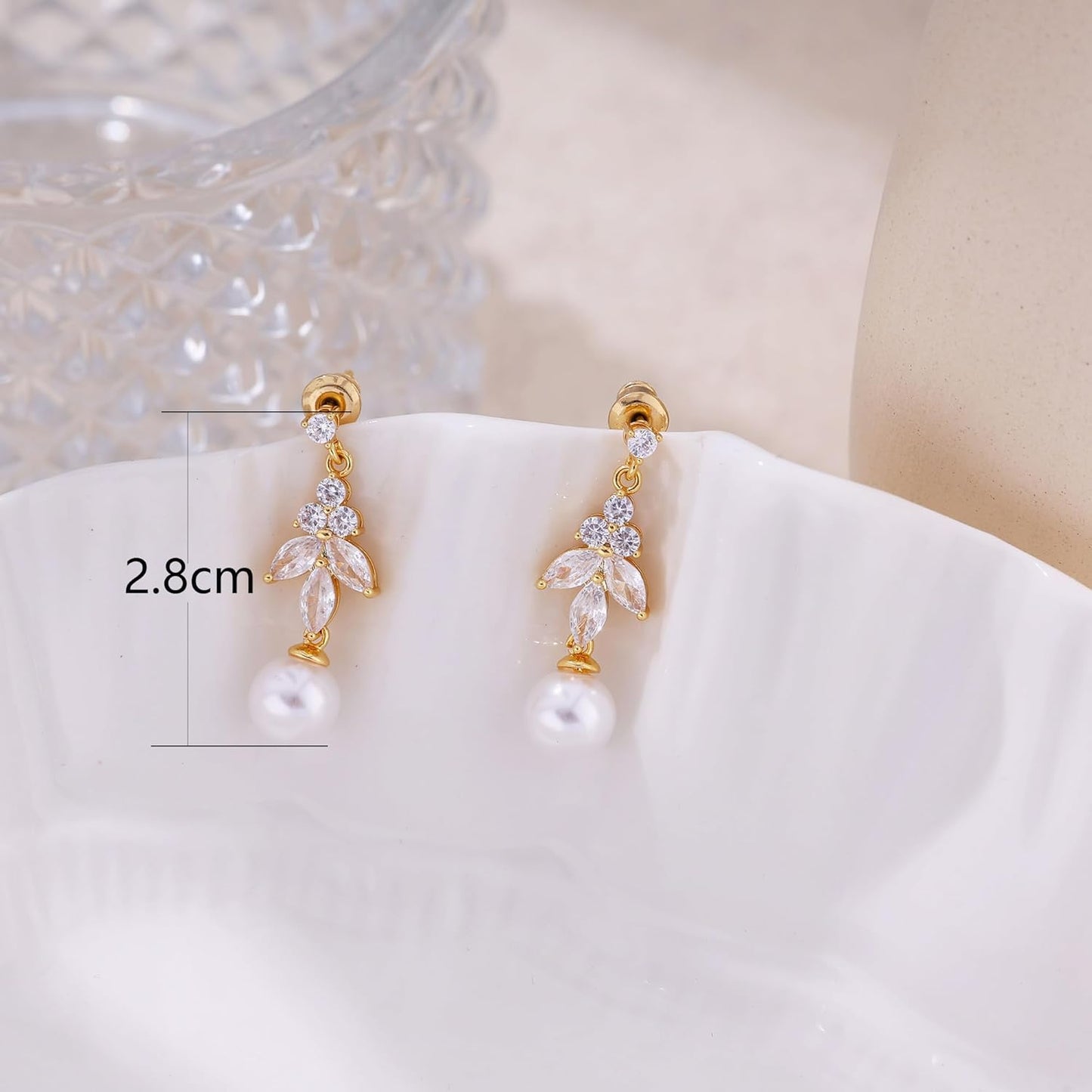 14K Gold Plated Butterfly Dangle Earrings for Women - Dainty, Trendy, CZ Drop Earrings - Simple Long Dangling Jewelry