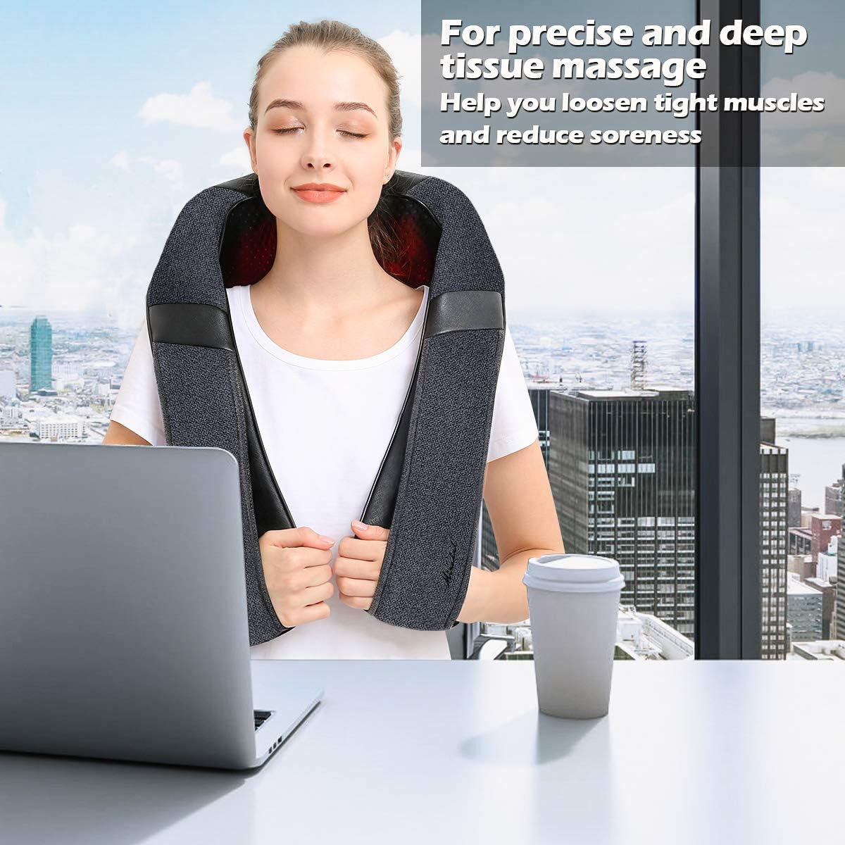 OMOMMD Neck Massager for Pain Relief Deep Tissue, Shiatsu Shoulder & Back Massager with Heat - Ergonomic Design Massage, Electric Kneading Whole Body Massager Christmas Gifts for Women, Men, Dad, Mom