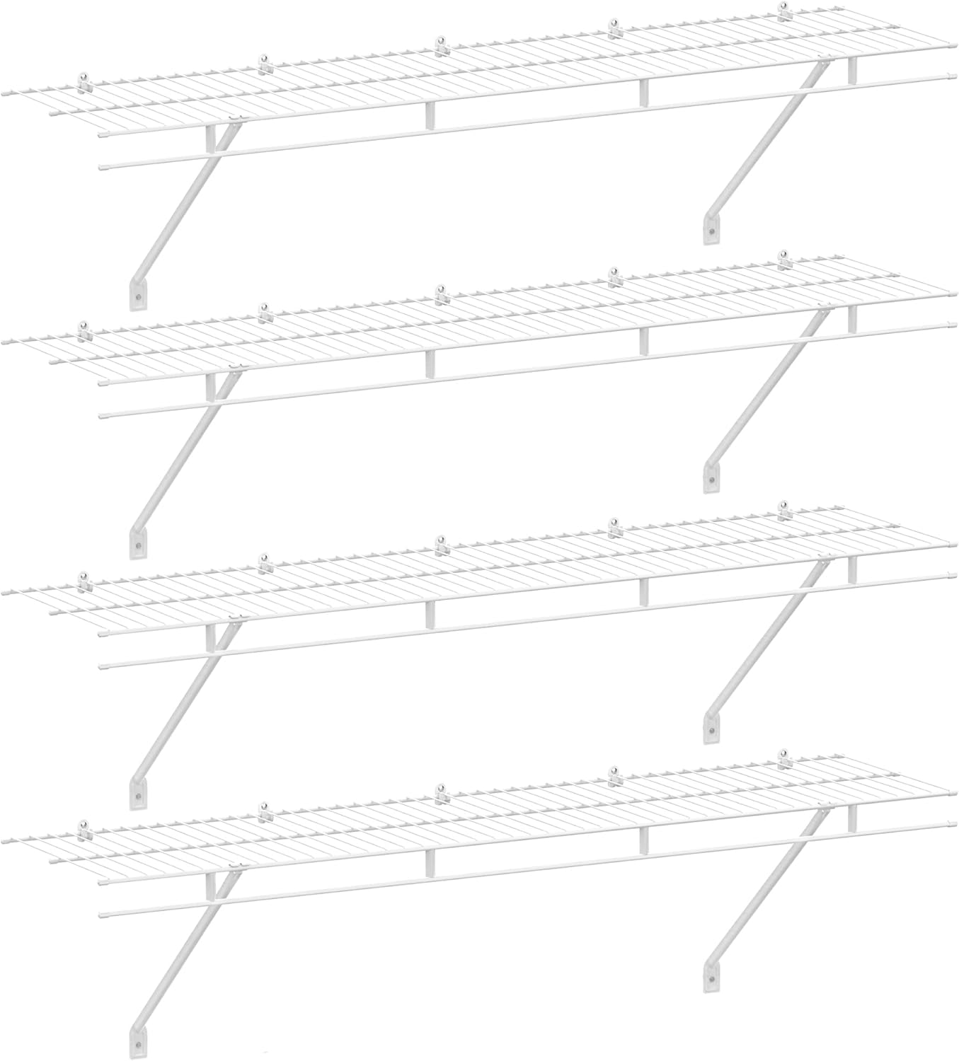 Closet Shelves Wall Mounted 4-Pack, 4 ft x 12in White Wire Shelving