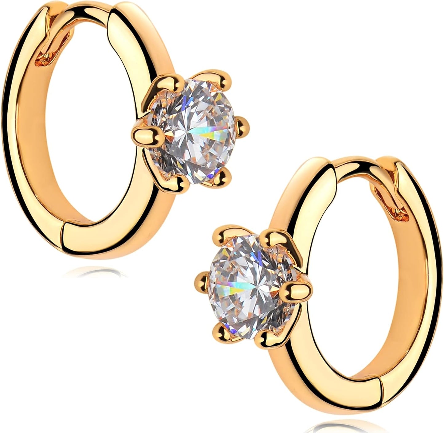 Cubic Zirconia Huggie Earrings 14k Gold Plated Tiny Earrings Small Huggie Hoop Earrings Simple Lightweight Hoops Gift for Women