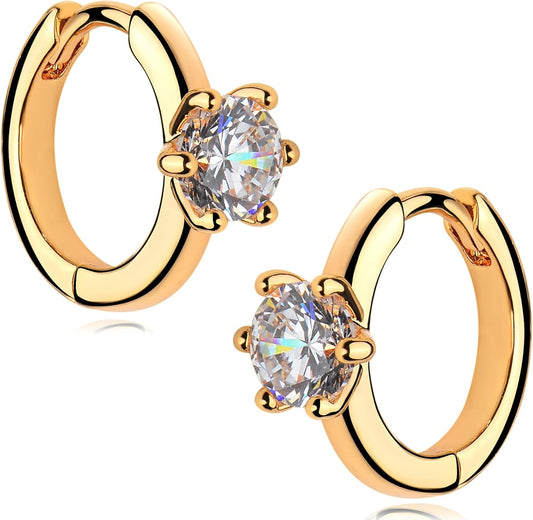 Cubic Zirconia Huggie Earrings 14k Gold Plated Tiny Earrings Small Huggie Hoop Earrings Simple Lightweight Hoops Gift for Women