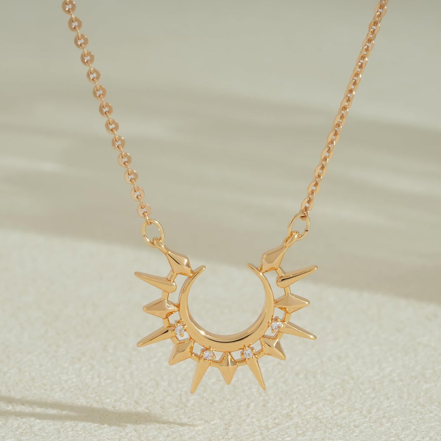 14K Gold Star & Moon Necklace - Dainty Pendant Chain for Women, Mother's Day/Valentine Gift