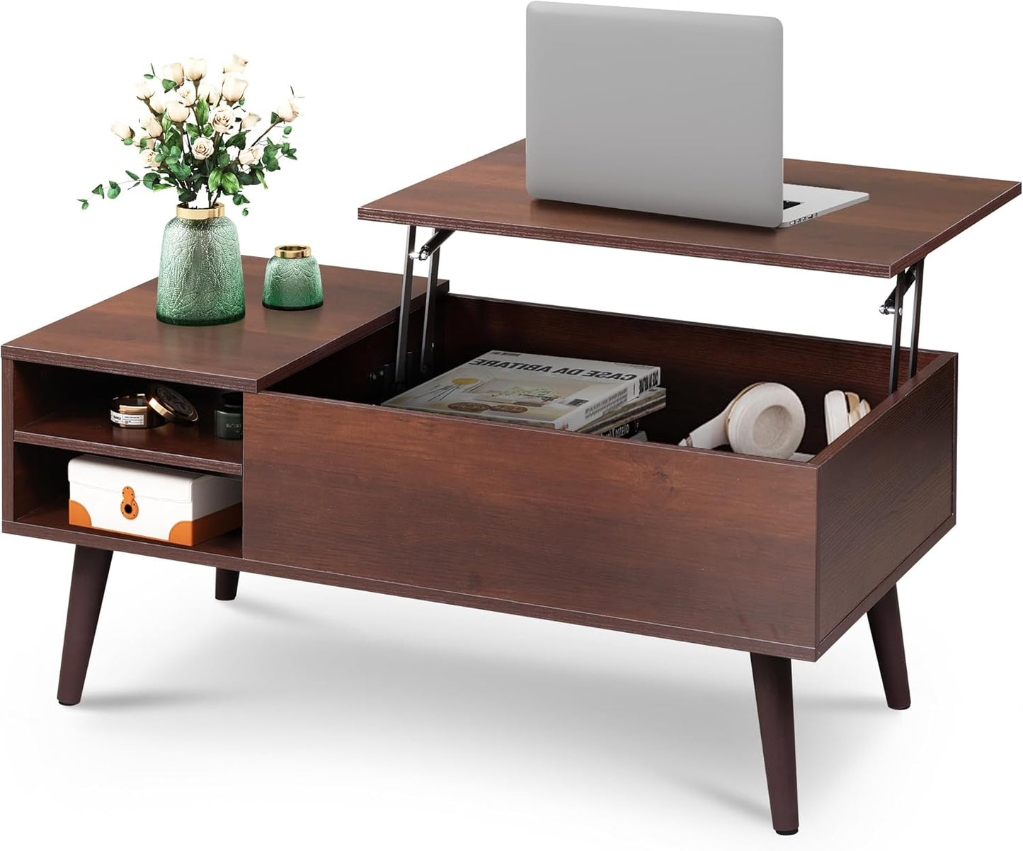 Lift Top Coffee Table for Living Room, with Storage, Adjustable Shelf and Storage Compartment
