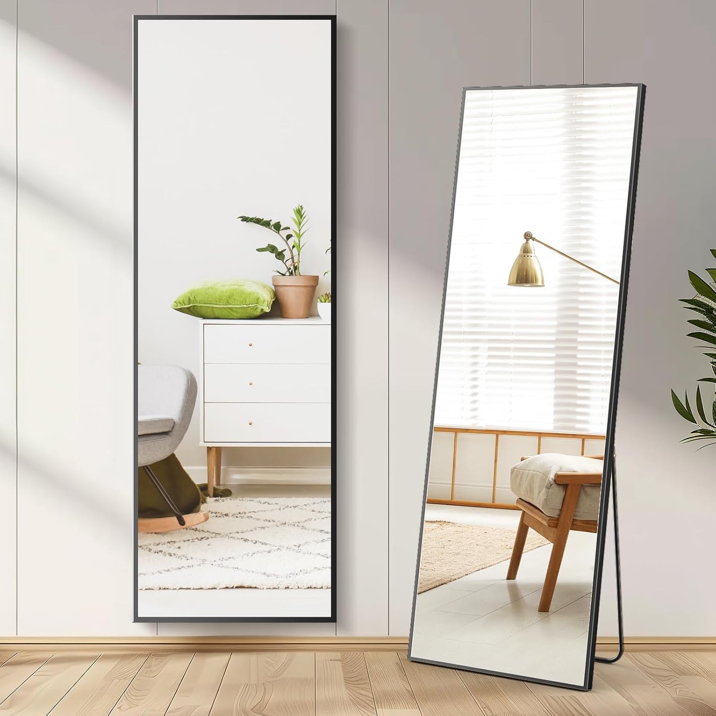Full Length Mirror 59"x17" Full Body Floor Mirror for Bedroom or Cloakroom, Can Stand Alone