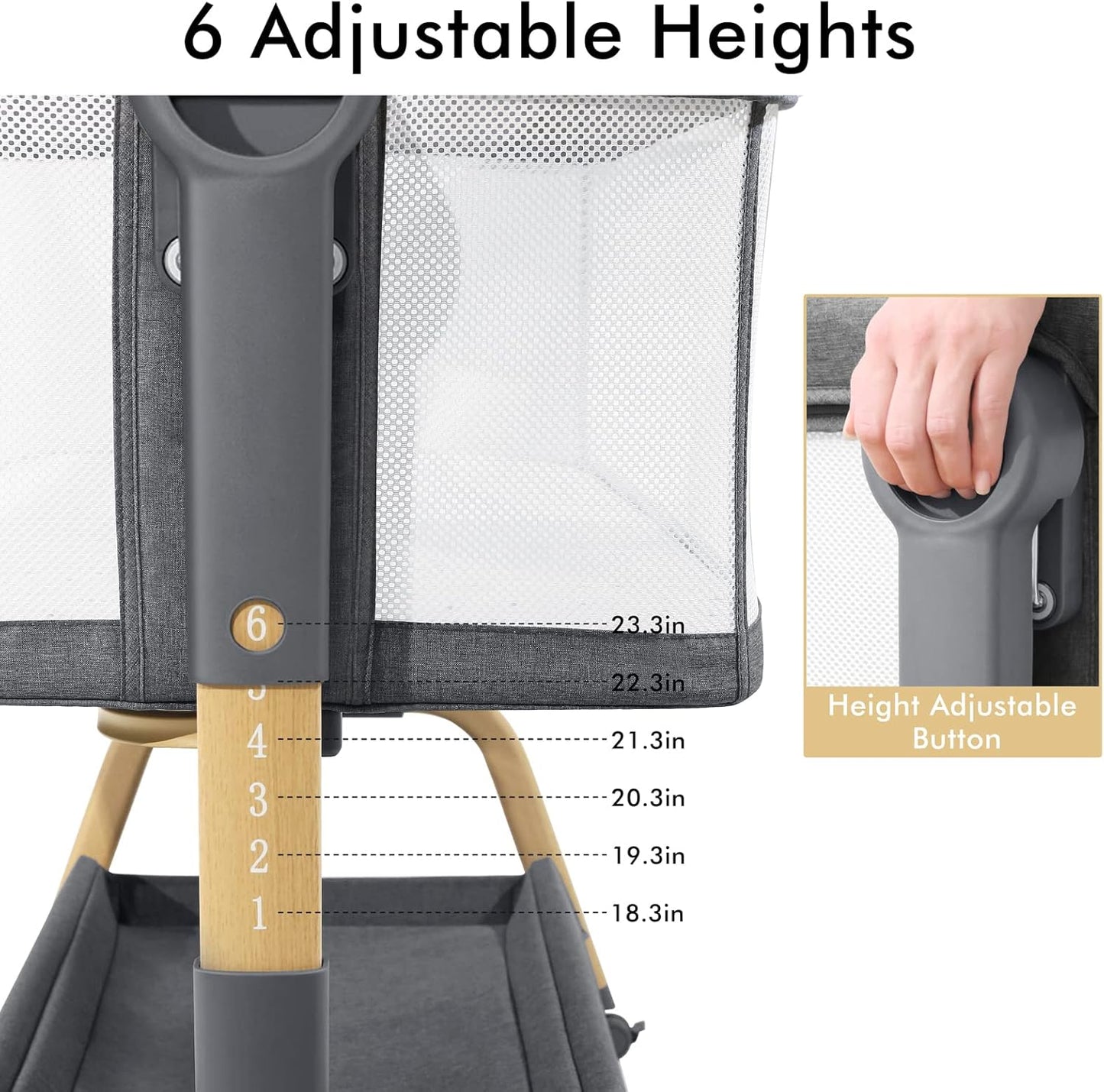 for Newborn 3 in 1 Baby Bassinet, Bedside Bassinet for Baby, Rocking Bassinet with Comfy Mattress and Wheels
