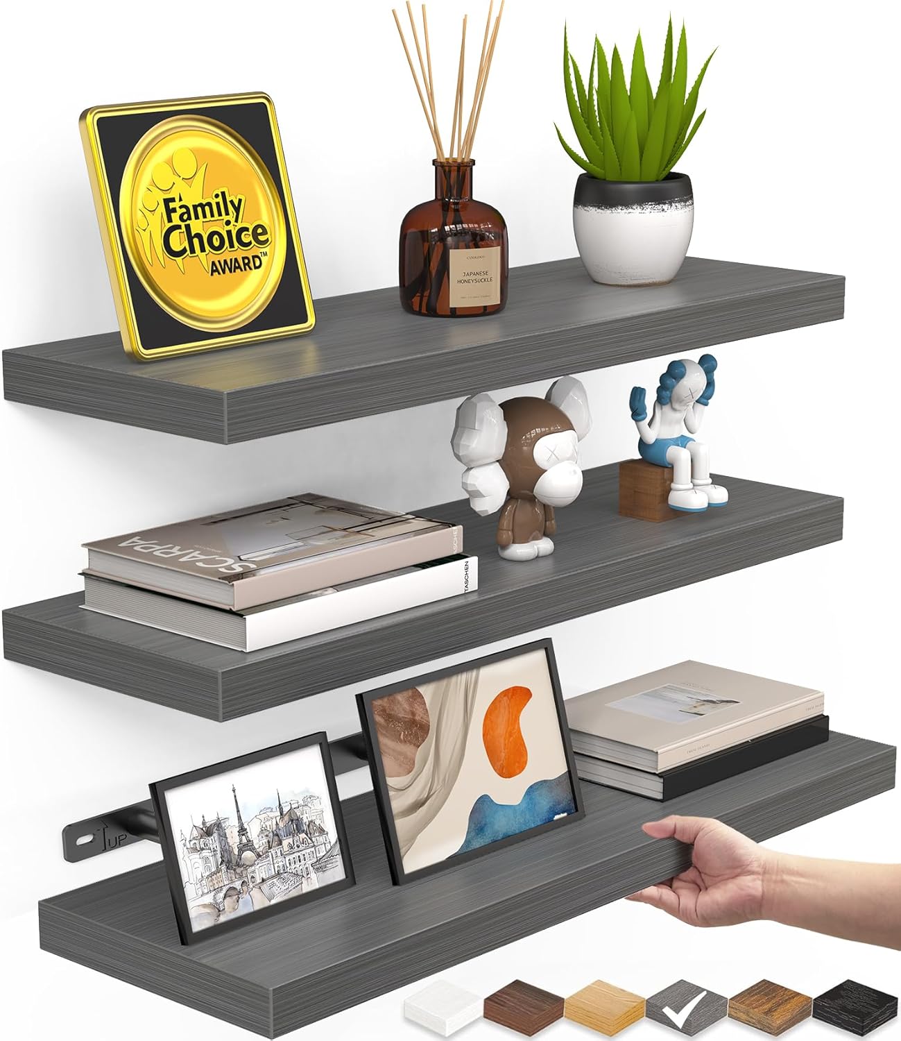 Floating Shelves for Wall, Wall Mounted Rustic Wood Shelves Books/Storage/Room Decor