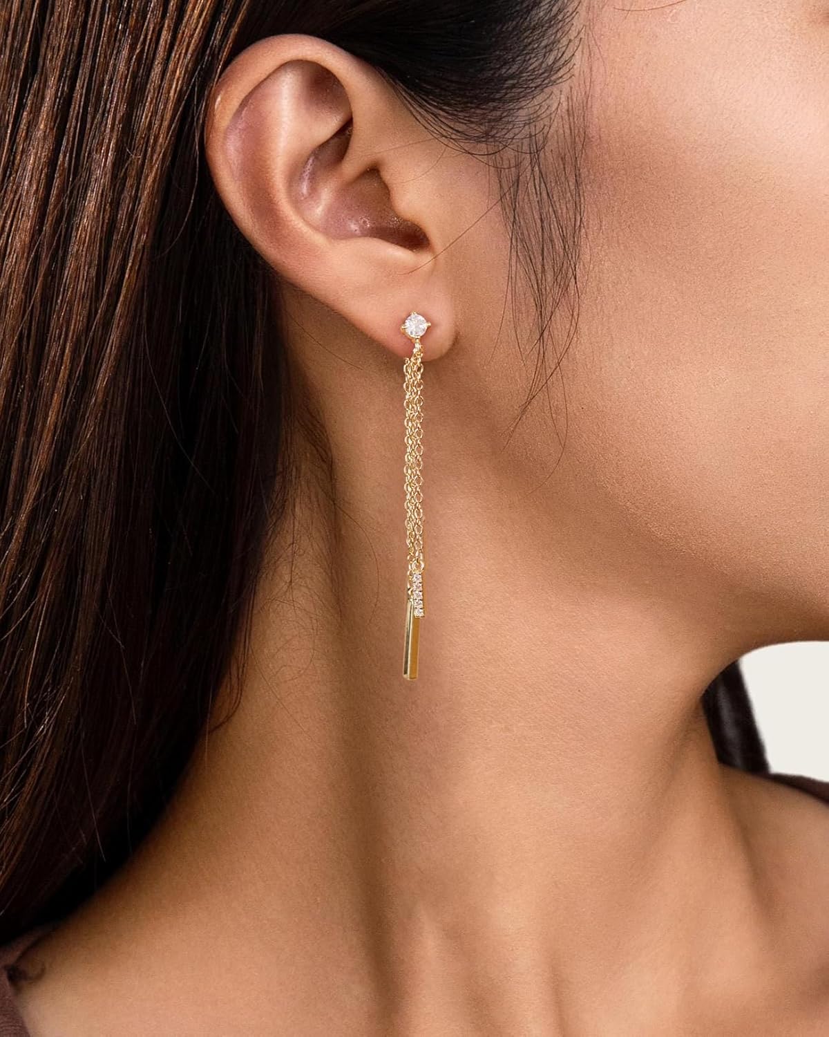 Dangle Earrings for Women- 14K Gold Plated Butterfly Heart Star Hoop Chain Tassel Design Long Dangle Earrings