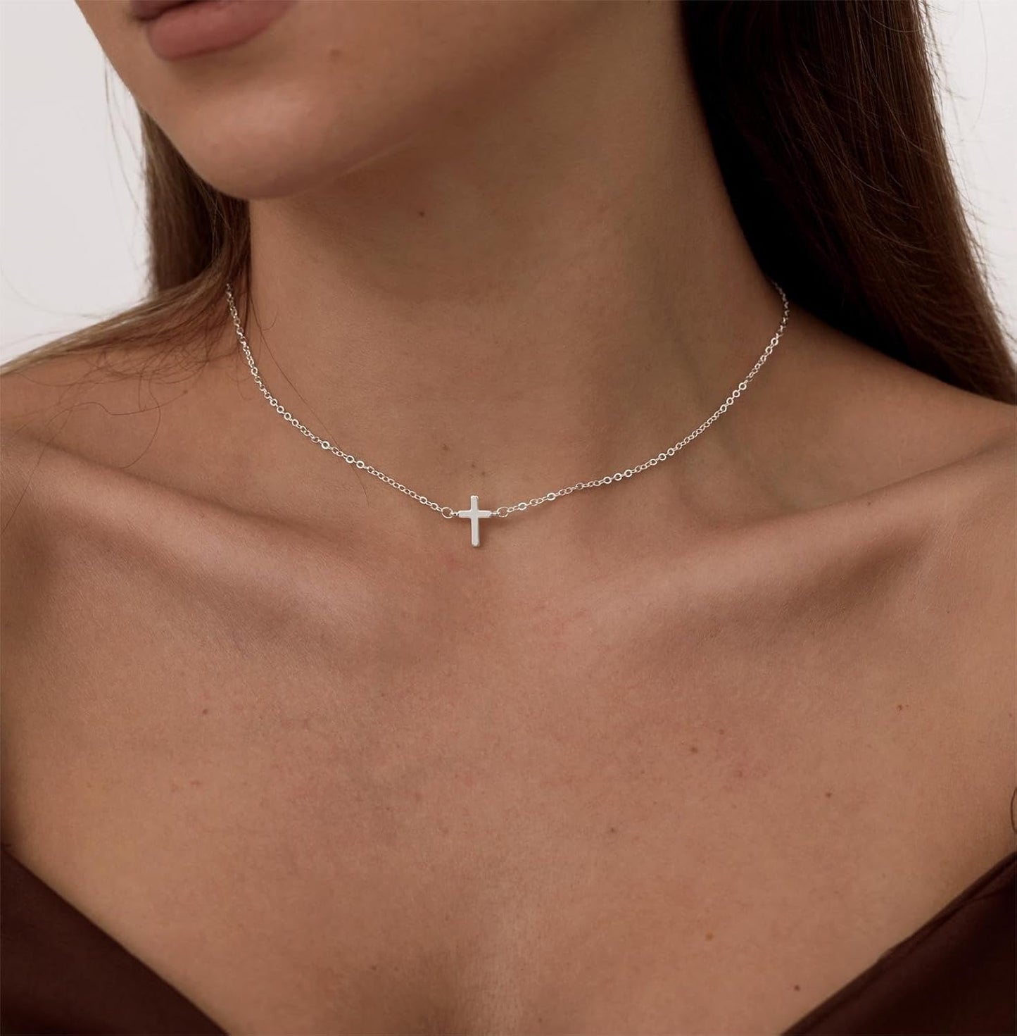 Cross Necklace for Women: 14K Gold & Silver Plated, Minimalist Dainty Religious Pendant, Daily Wear Jewelry Gift