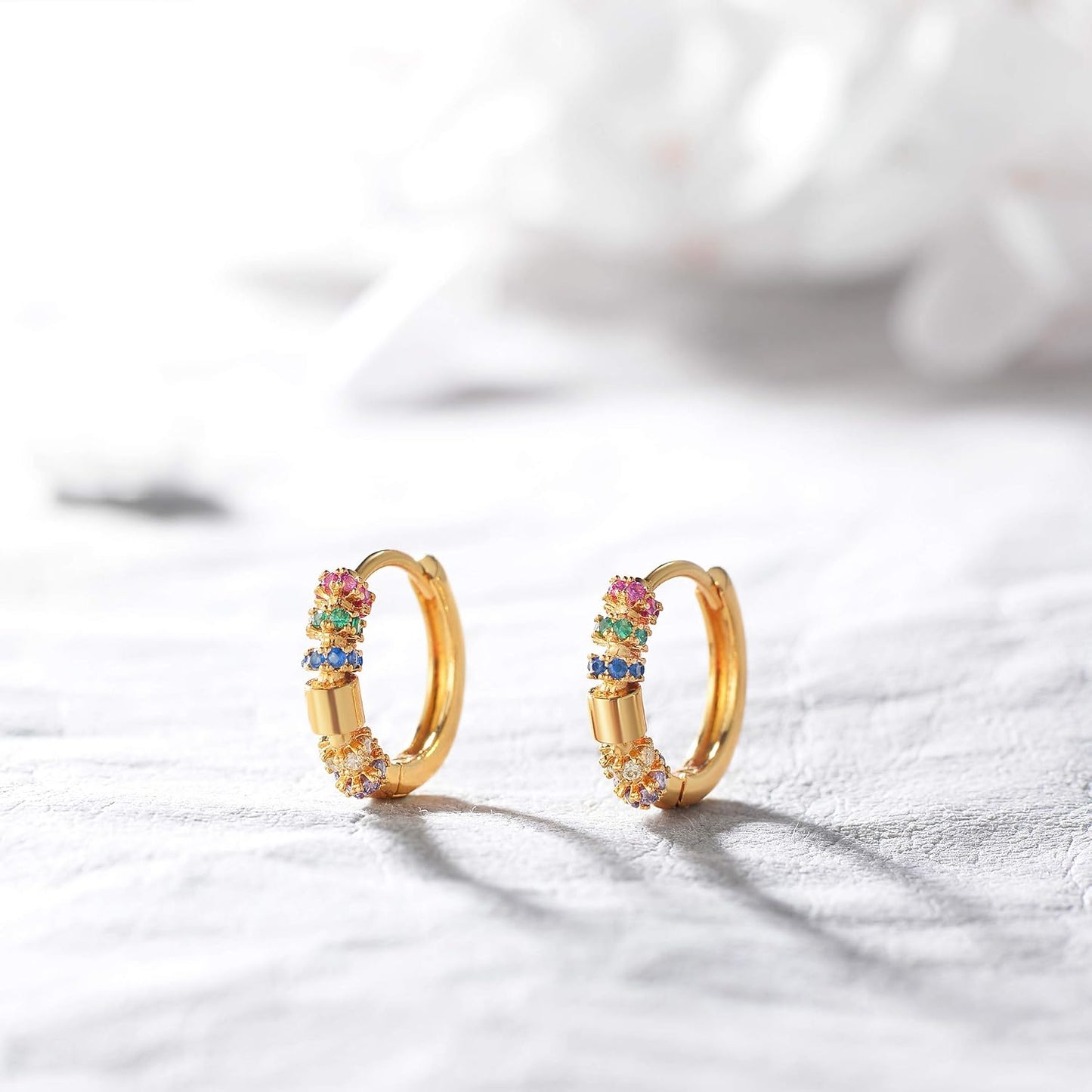 Cubic Zirconia Huggie Earrings 14k Gold Plated Tiny Earrings Small Huggie Hoop Earrings Simple Lightweight Hoops Gift for Women