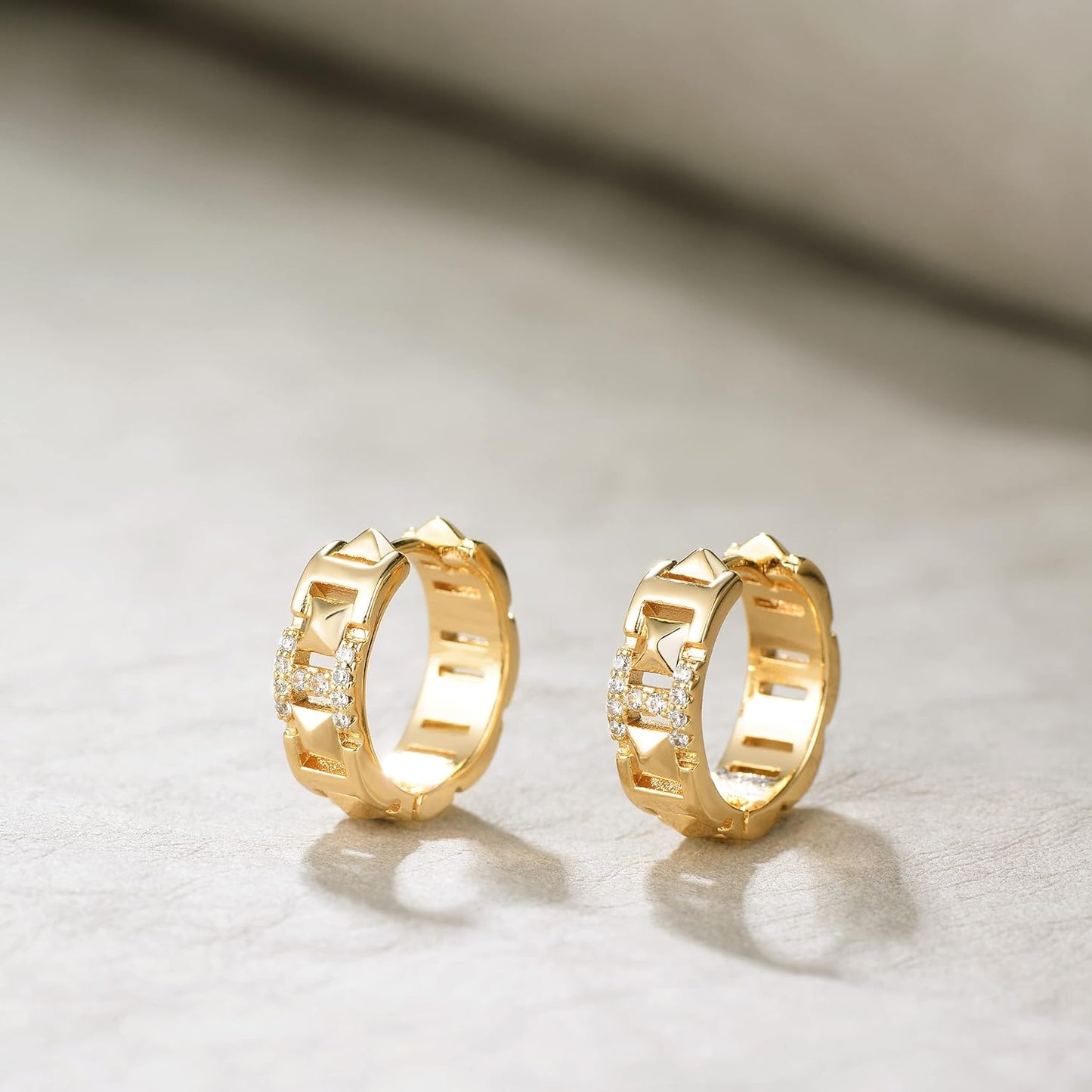 Cubic Zirconia Huggie Earrings 14k Gold Plated Tiny Earrings Small Huggie Hoop Earrings Simple Lightweight Hoops Gift for Women