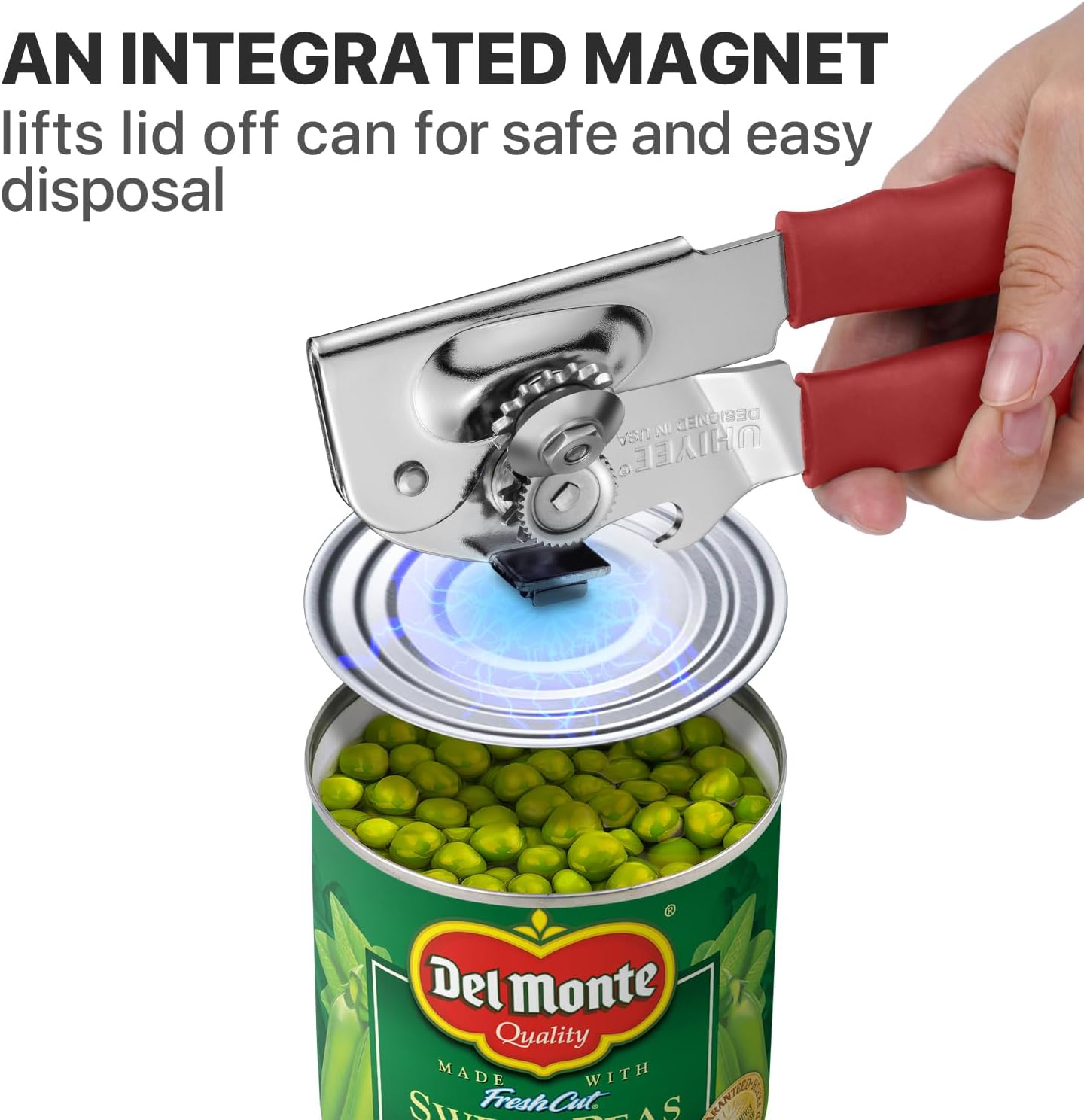 Manual Can Opener for Seniors, Heavy Duty with Comfort Grip & Magnet for Kitchen Camping