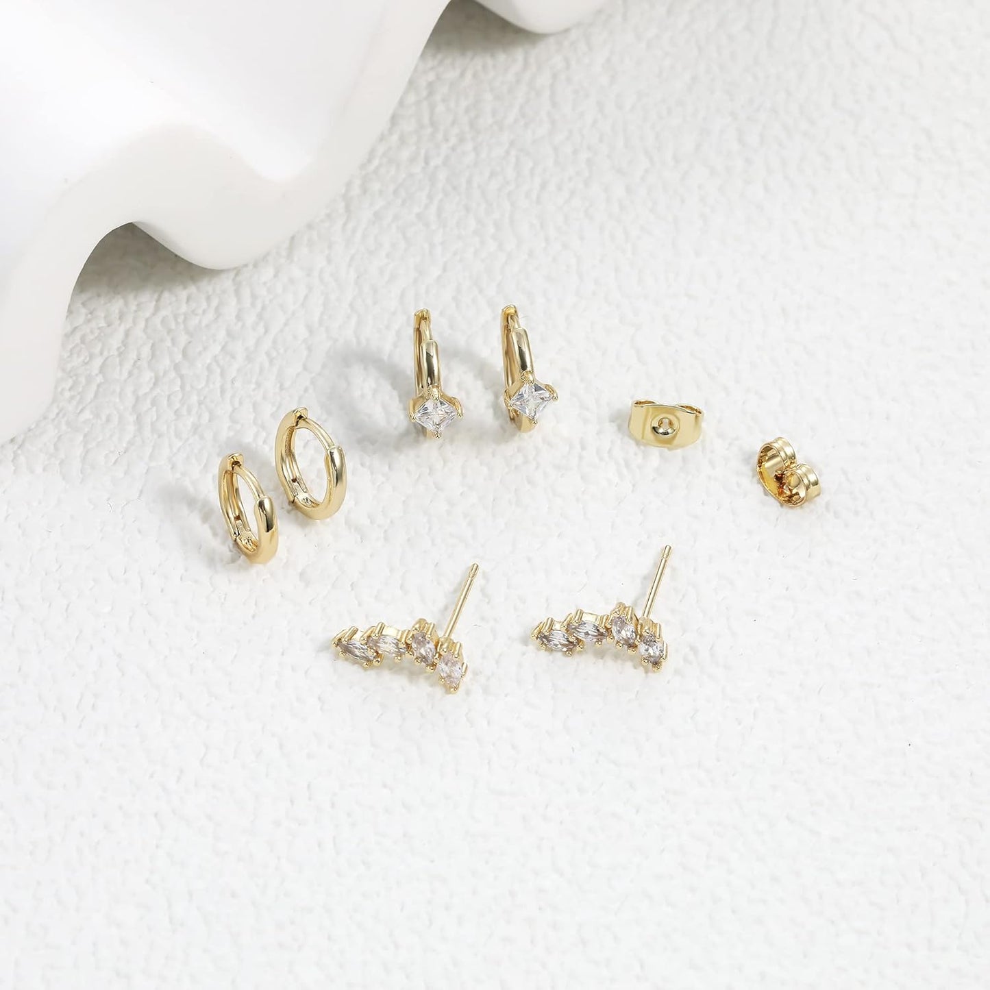 Freekiss 3 Pairs Gold Hoop Earrings Set: Dainty Stud Earrings Trendy Small 14K Gold Plated Hypoallergenic Dangle Cartilage