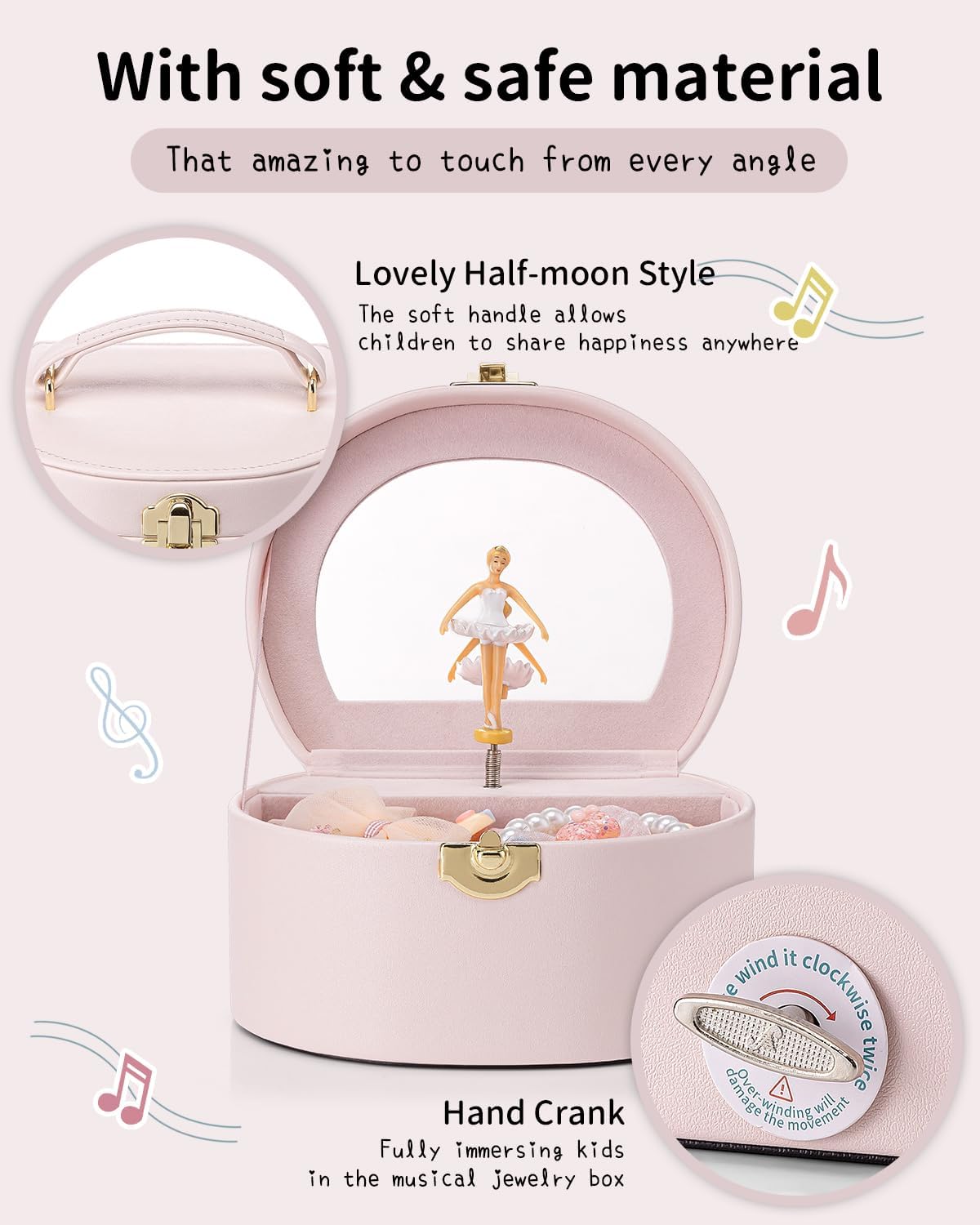 Musical Jewelry Box for Girls - Kid Music Box with Ballerina for Birthday Bedroom Decor