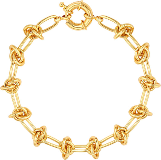 18k Gold Plated Personalized Chunky Cuban Oval Link Chain Bracelets for Men Toggle Rope Bracelet Jewelry for Women