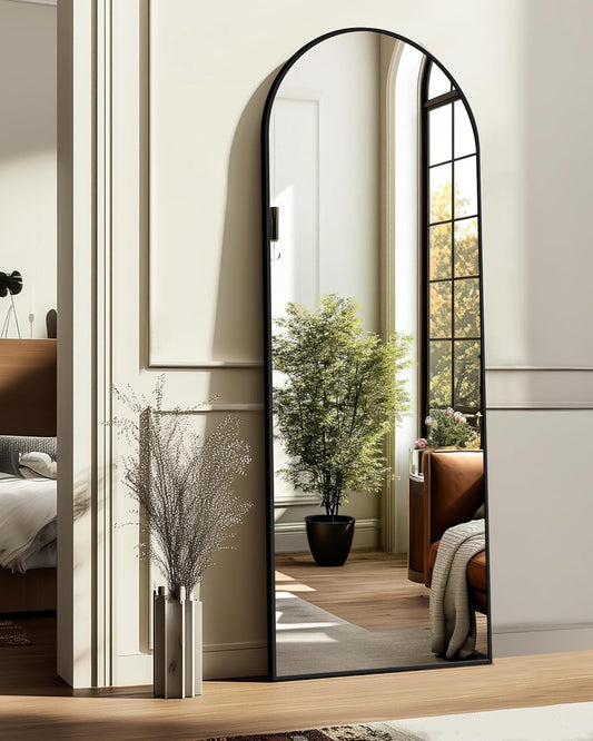 Arched Full Length Mirror, 56"x15" Standing Body Mirror for Wall, with Aluminum Alloy Frame