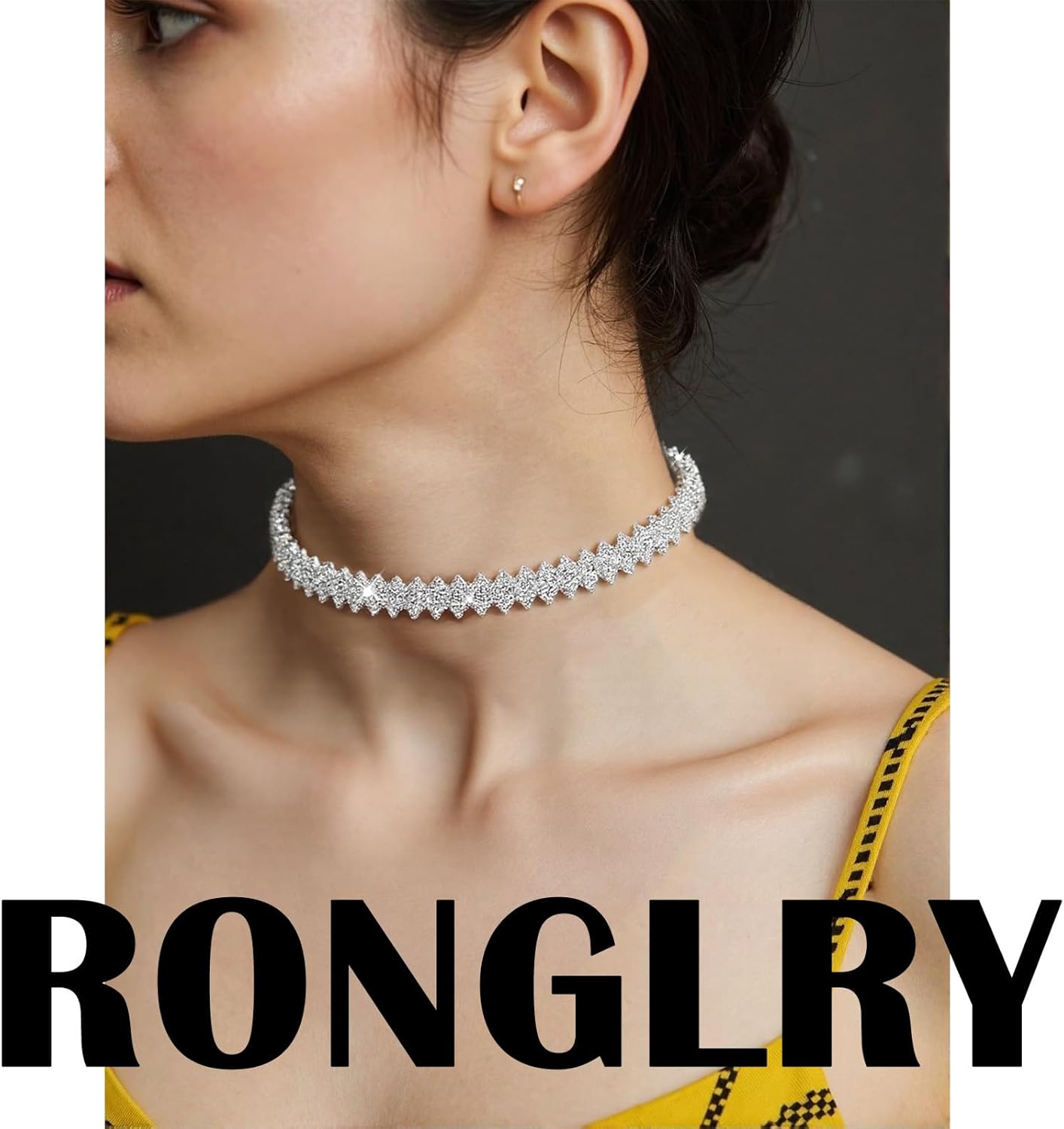 Silver Rhinestone Choker Necklace for Women, Sparkly Crystal Diamond Choker for Party Prom Wedding Jewelry Accessories