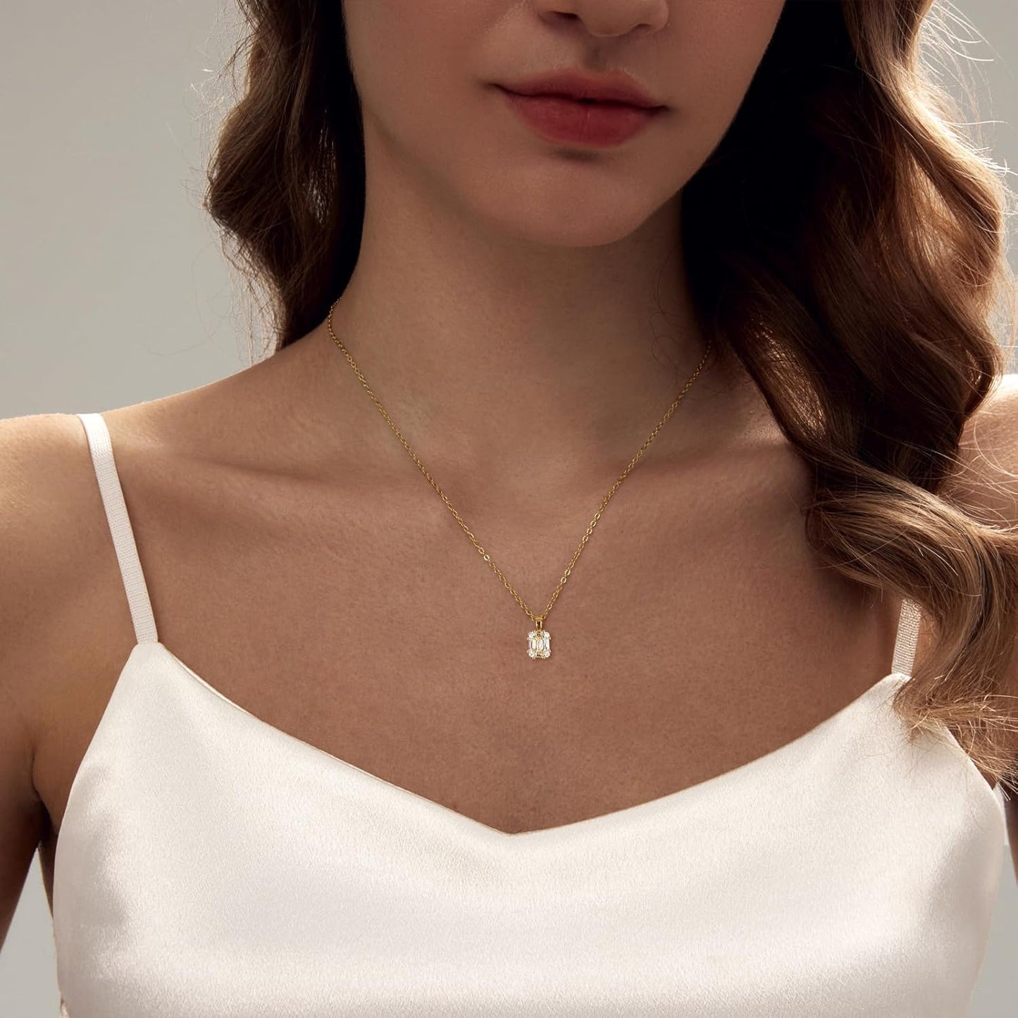 "Luxval Diamond Pendant 18K Gold Plated Necklace for Women, Dainty Choker Simple Gold Jewelry Gift for Girls"