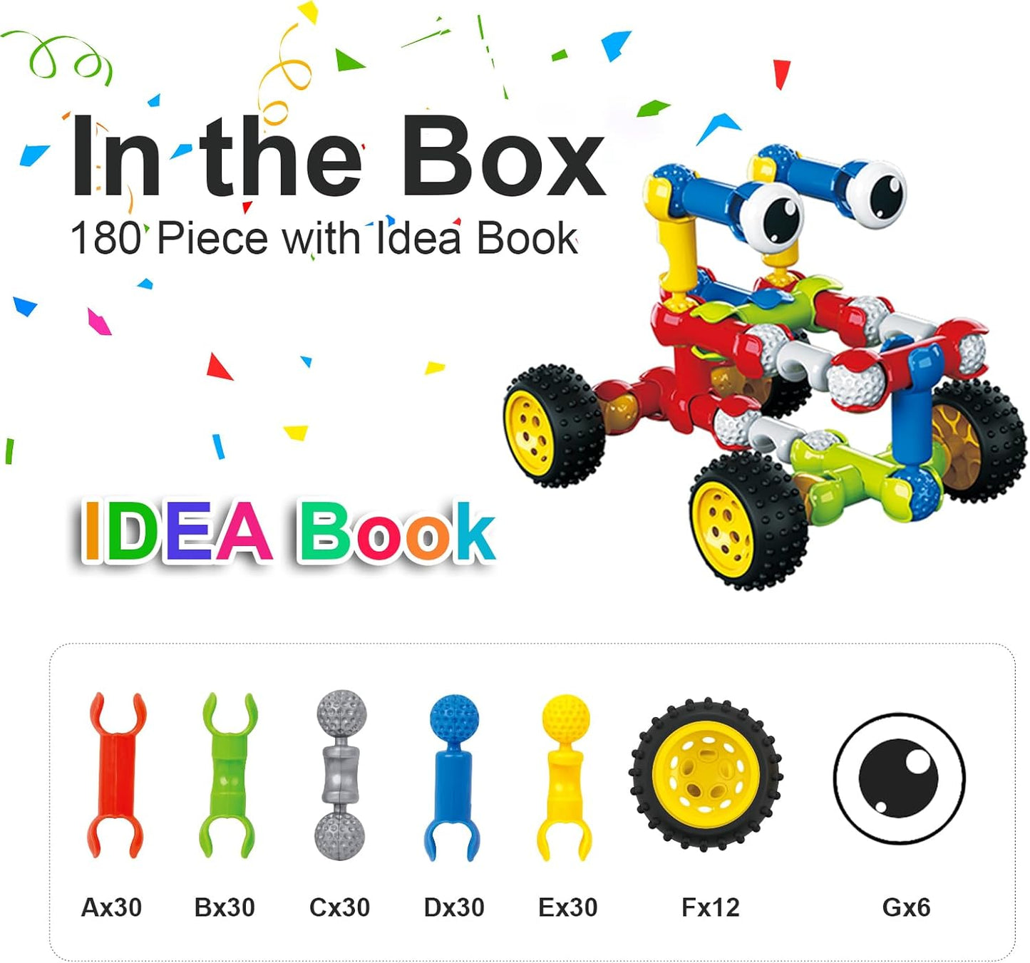 OMOMMD Stem Building Toys for 3 4 5 6 7 8 Year Old Boys Girls Kids,180 Pieces Building Blocks Educational Learning Toys with Large Storage Box,Ideal Christmas Birthday Gifts