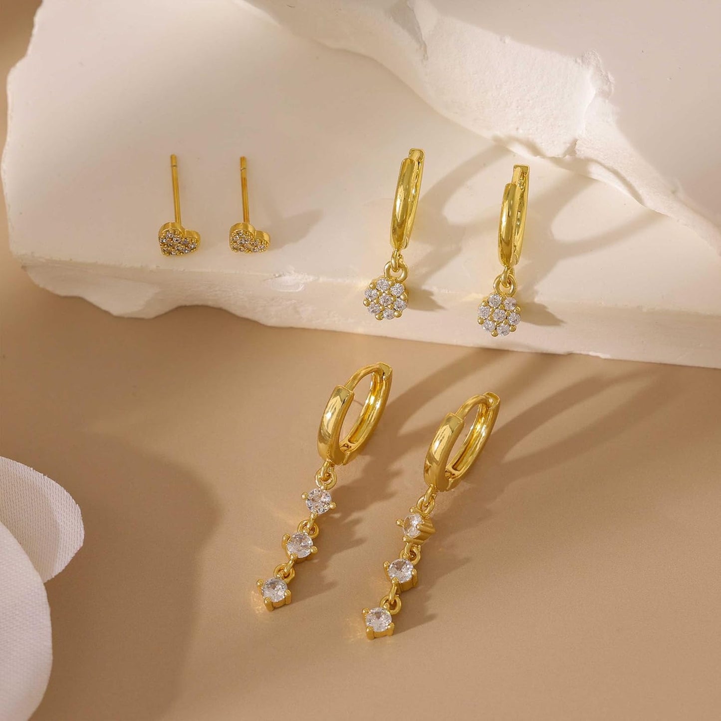 14K Gold Plated Butterfly Dangle Earrings for Women - Dainty, Trendy, CZ Drop Earrings - Simple Long Dangling Jewelry