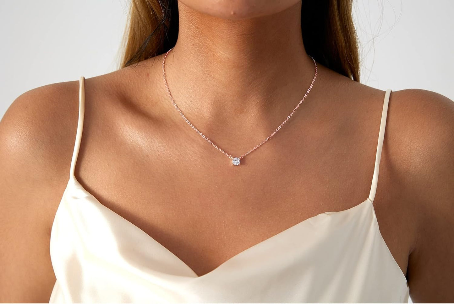 14K Gold Filled Heart Choker, Dainty Solitaire CZ Pendant Necklace, Adjustable Minimalist Jewelry for Her