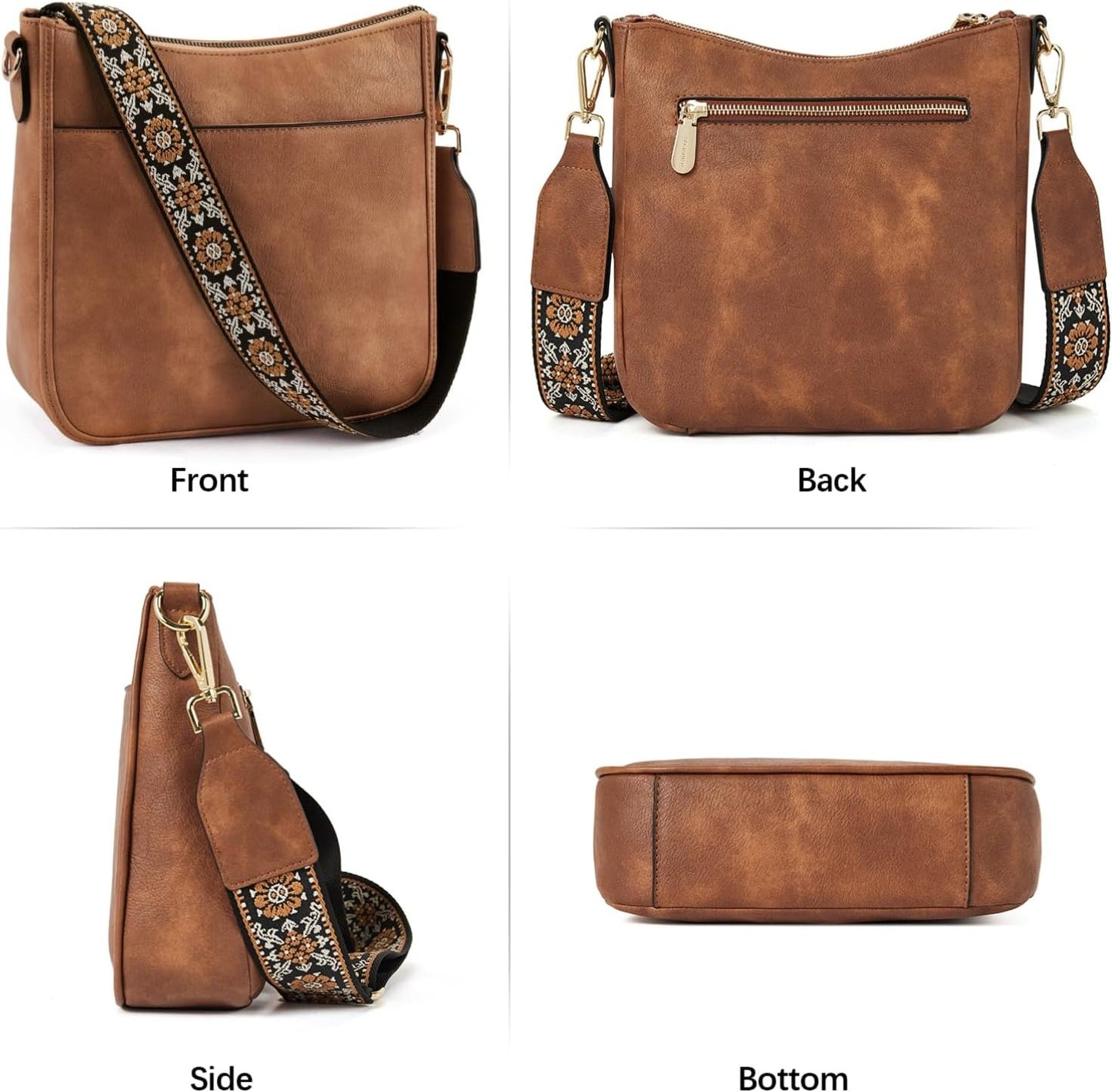 Crossbody Bags for Women Trendy Vegan Leather Hobo Purses Shoulder Handbags With Wide Shoulder Strap