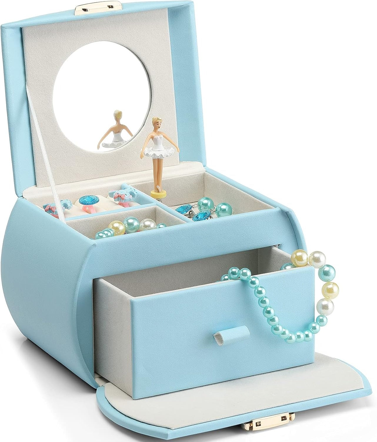 Jewelry Box for Girls with Drawer, Music Box with Ballerina and Stickers for Birthday Bedroom Decor