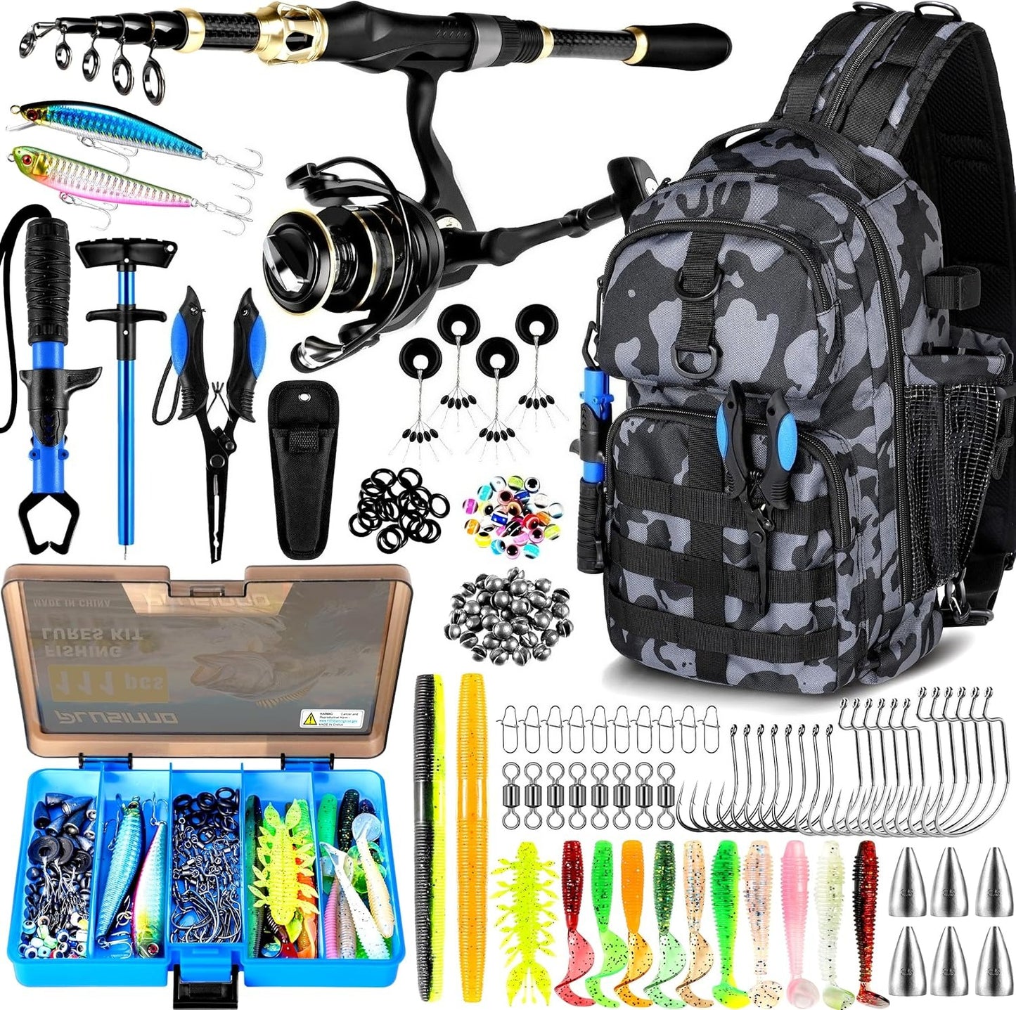 Fishing Backpack Tackle Boxes, Waterproof Tackle Bag For Fishing Gear With Rod Holder