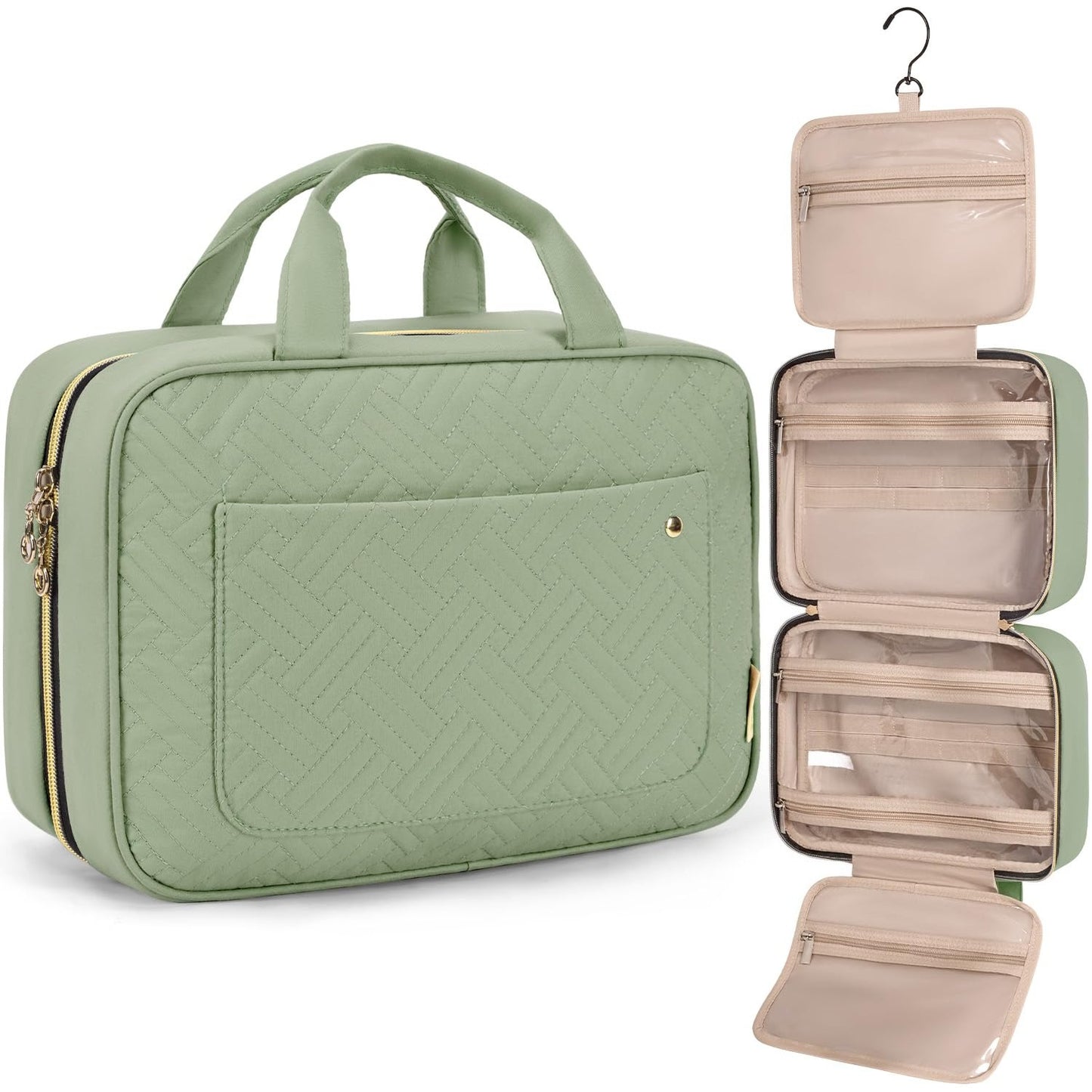 Toiletry Bag Travel Bag with Hanging Hook, Water-resistant Makeup Cosmetic Bag Travel Organizer