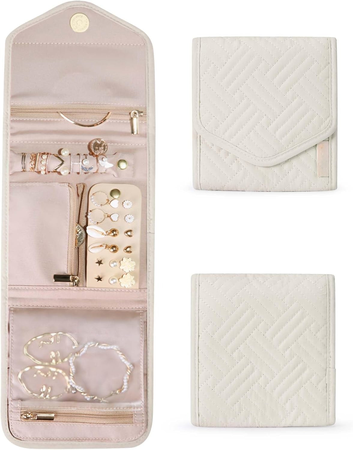 Travel Jewelry Organizer Case Foldable Small Jewelry Roll for Journey Rings, Necklaces, Earrings, Bracelets,Mini
