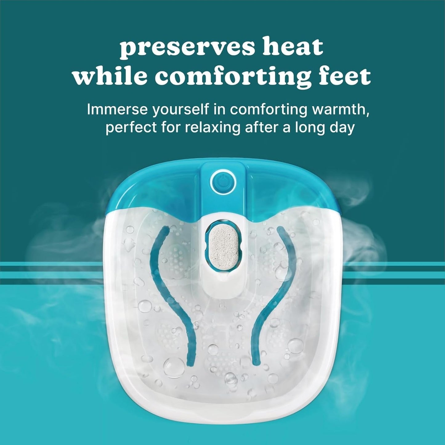 OMOMMD Bubble Mate Foot Spa, Toe Touch Controlled Foot Bath with Invigorating Bubbles and Splash Proof, Raised Massage Nodes and Removable Pumice Stone