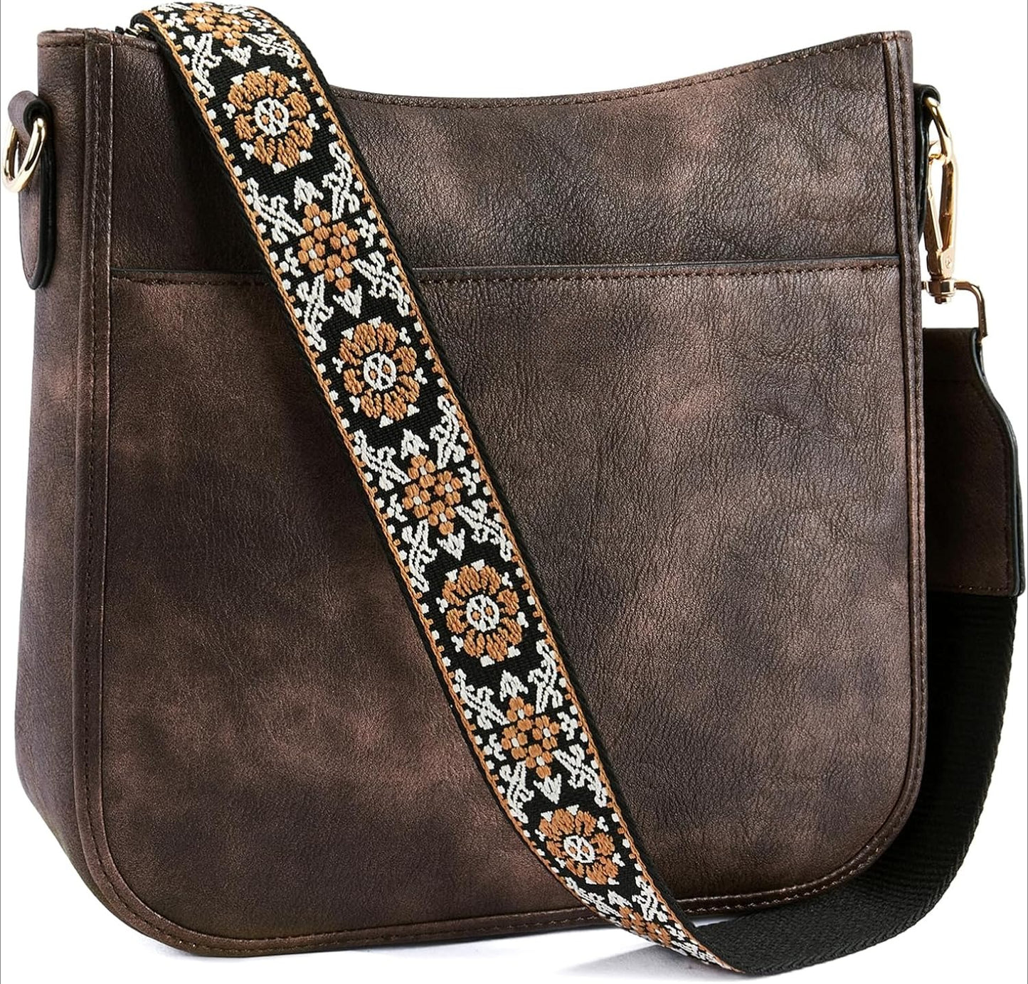 Crossbody Bags for Women Trendy Vegan Leather Hobo Purses Shoulder Handbags With Wide Shoulder Strap