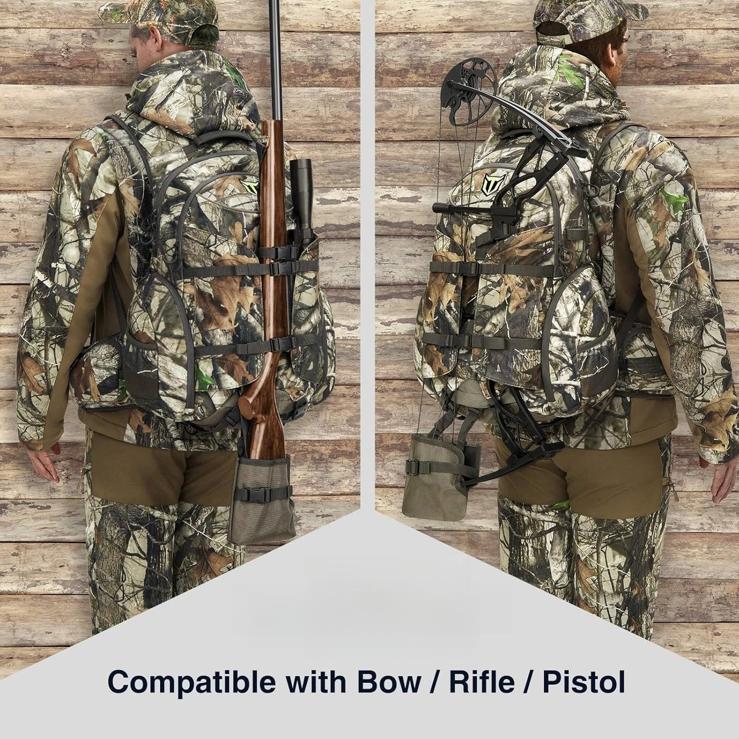 Hunting Backpack, Waterproof Camo Hunting Pack with Rain Cover, Long-Lasting Large Capacity