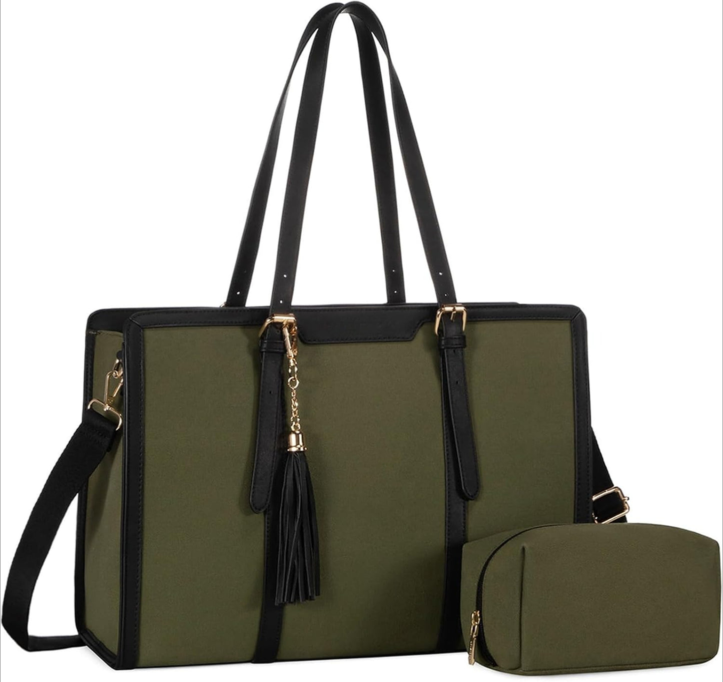 Women 15.6 inch Lightweight PU Laptop Tote Bag, Large Capacity Computer for Business, Work, Office, Travel