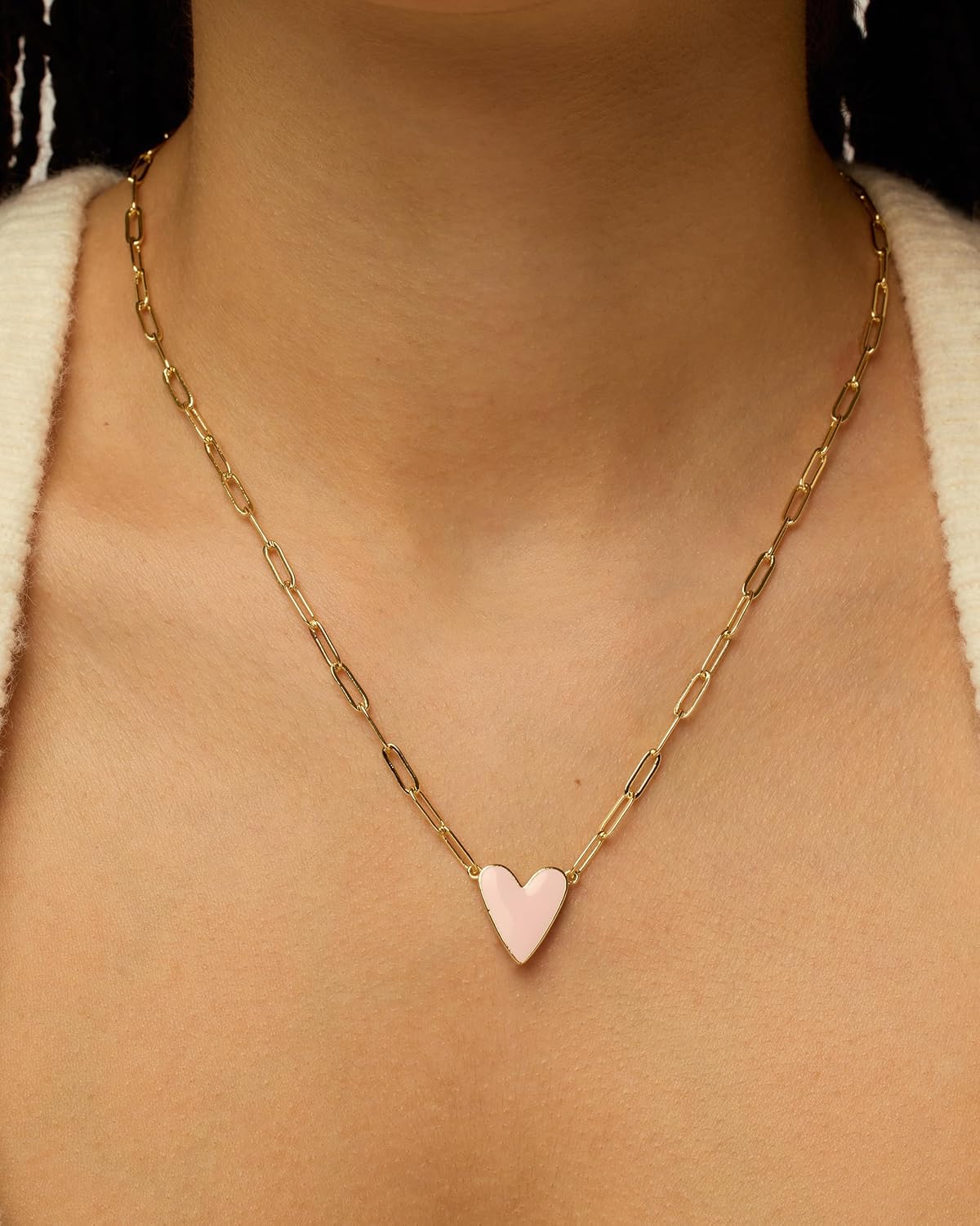 14K Gold Plated Enamel Heart Necklace - Colorful Love Pendant for Women