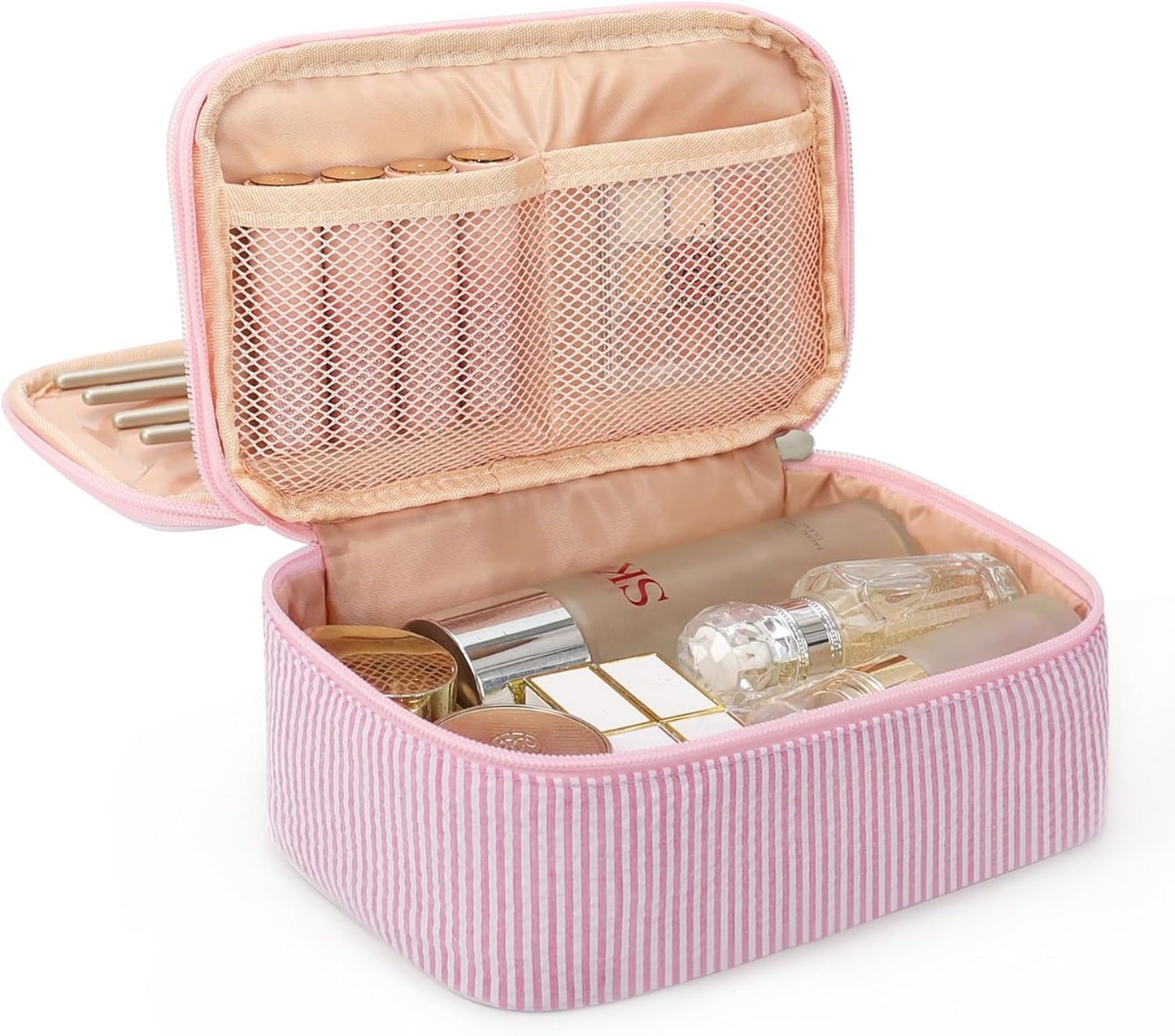 Small Makeup Bag for Women, Travel Cosmetic Bag, 2 Layers Waterproof Makeup Organizer Storage