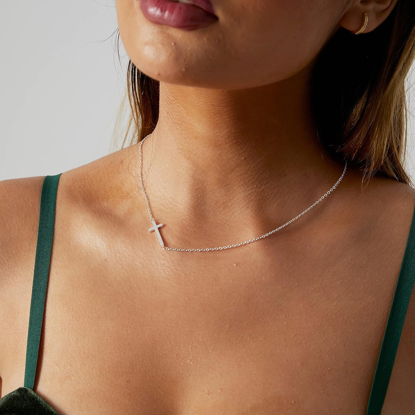 Cross Necklace: 14K Gold & Silver Plated, Minimalist Dainty Religious Pendant, Daily Wear Jewelry Gift for Women