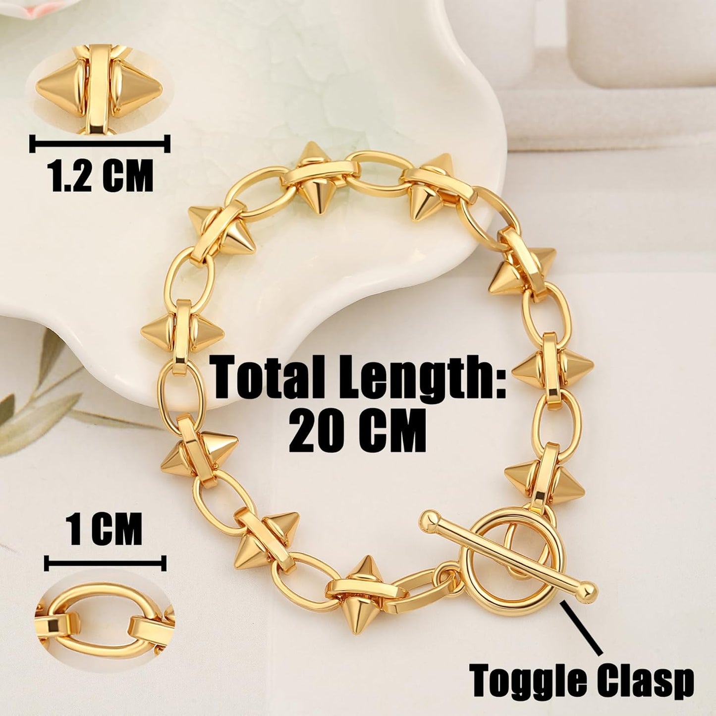 18k Gold Plated Personalized Chunky Cuban Oval Link Chain Bracelets for Men Toggle Rope Bracelet Jewelry for Women