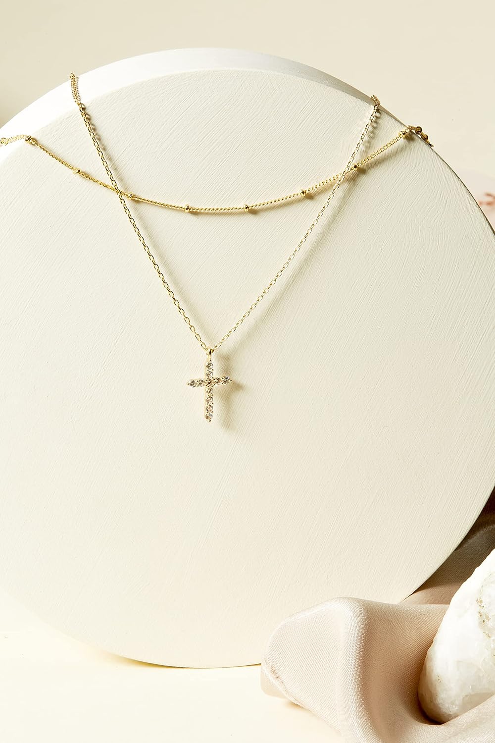 14K Gold Minimalist Layered Necklace with Multi-Charms