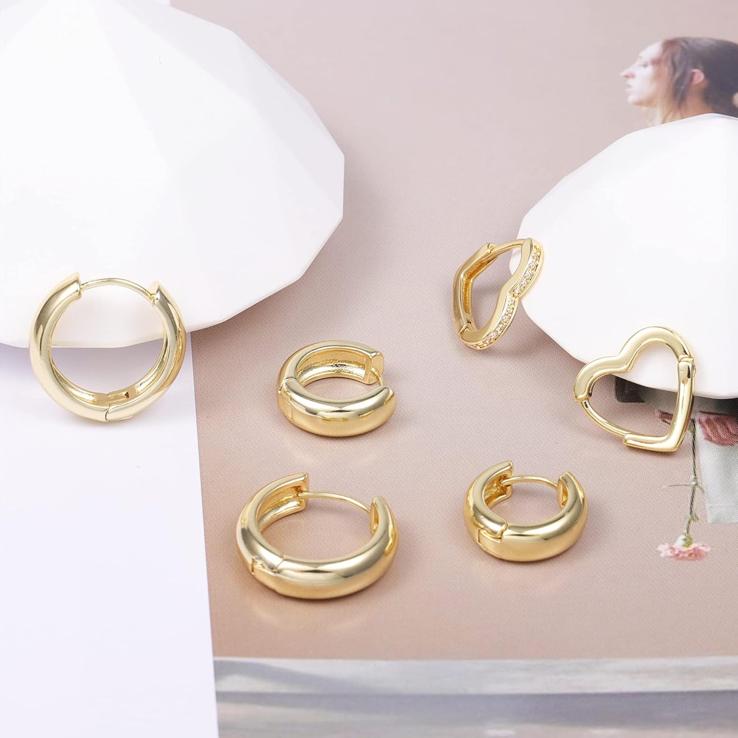 3 Pairs Small Huggie Hoop Earrings Set 14K Gold Hypoallergenic Lightweight Huggie Hoops Earrings for Women Girls