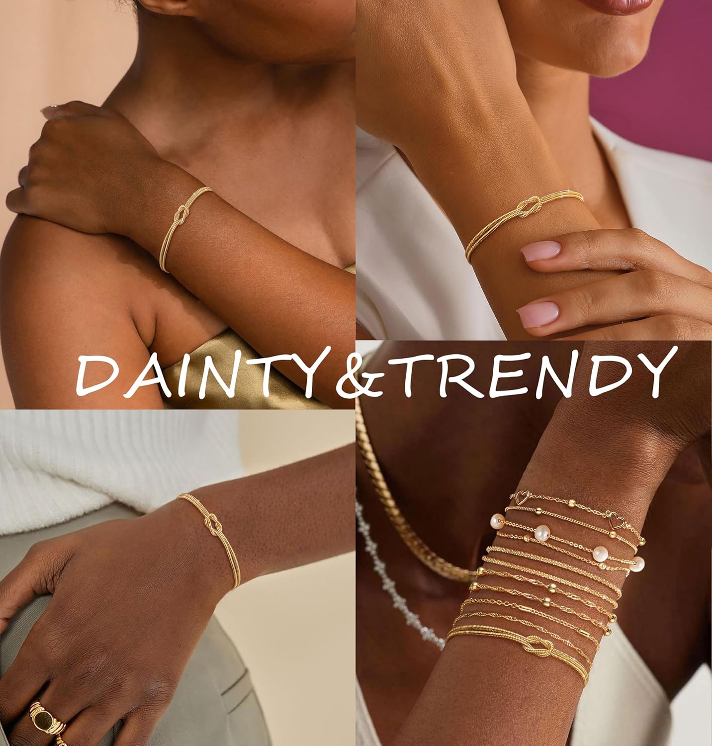 Gold Bracelets for Women Trendy 14K Gold Plated Bracelet for Women Non Tarnish Dainty Stackable Layered
